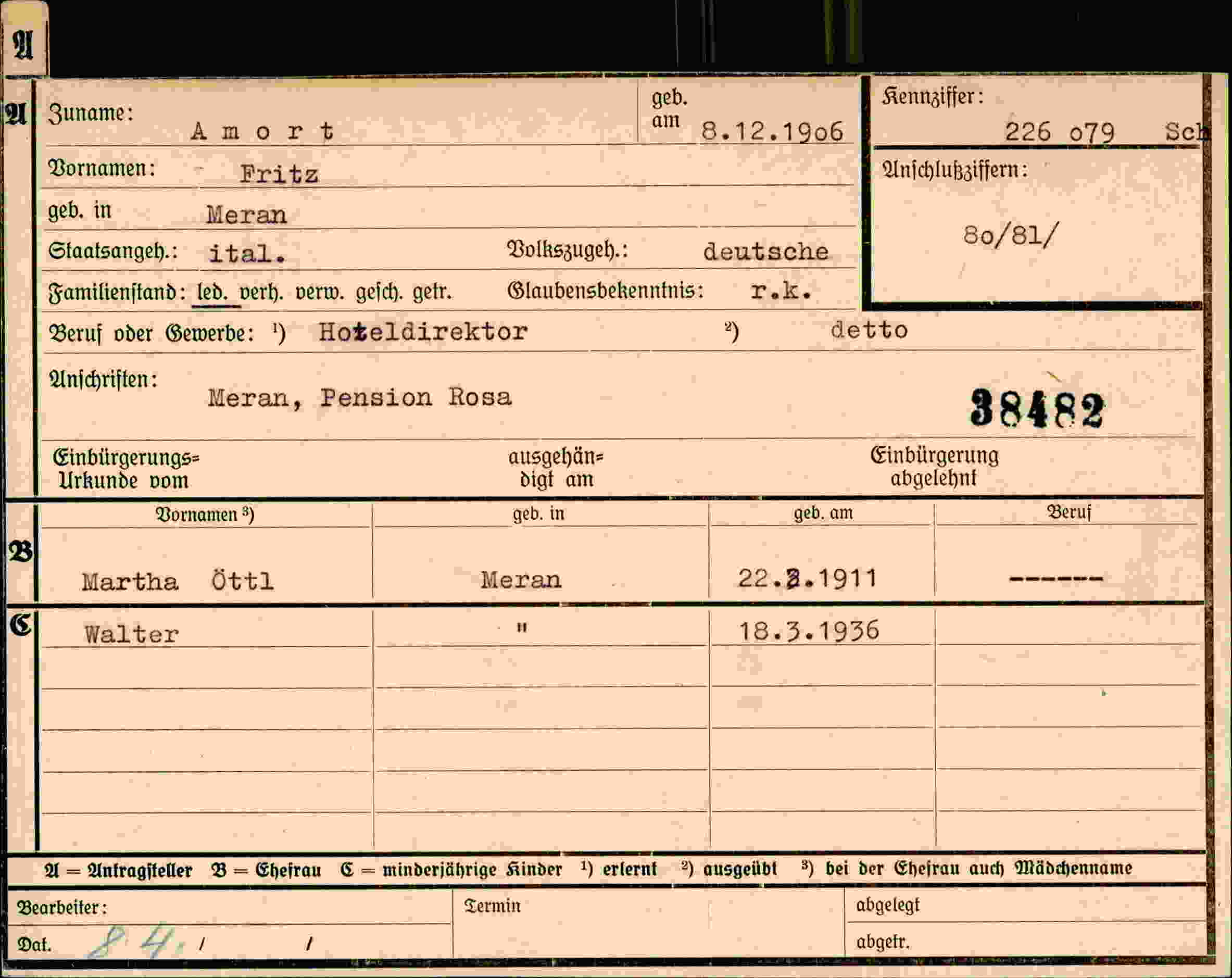 Dokument für Fritz Amort