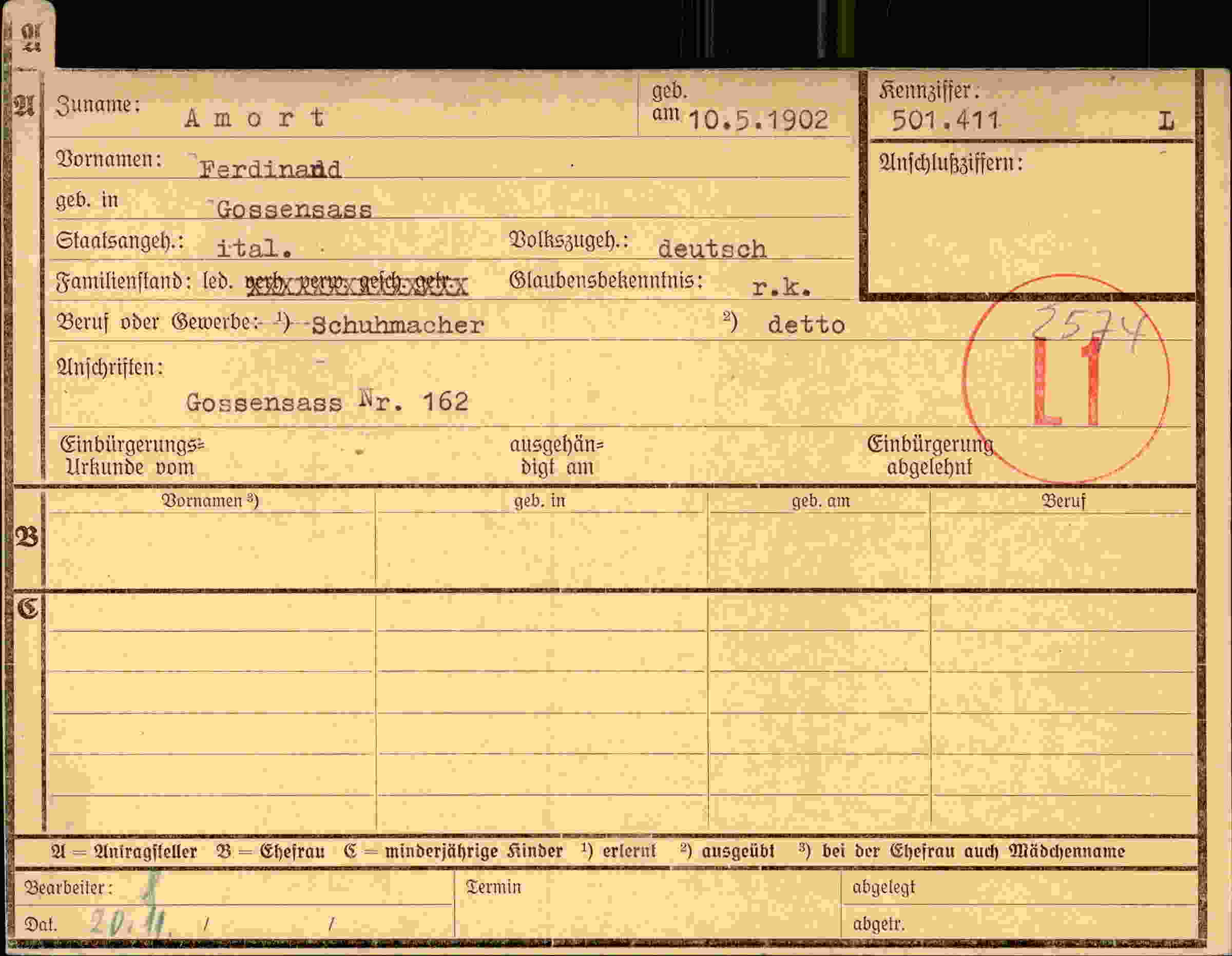 Dokument für Ferdinand Amort