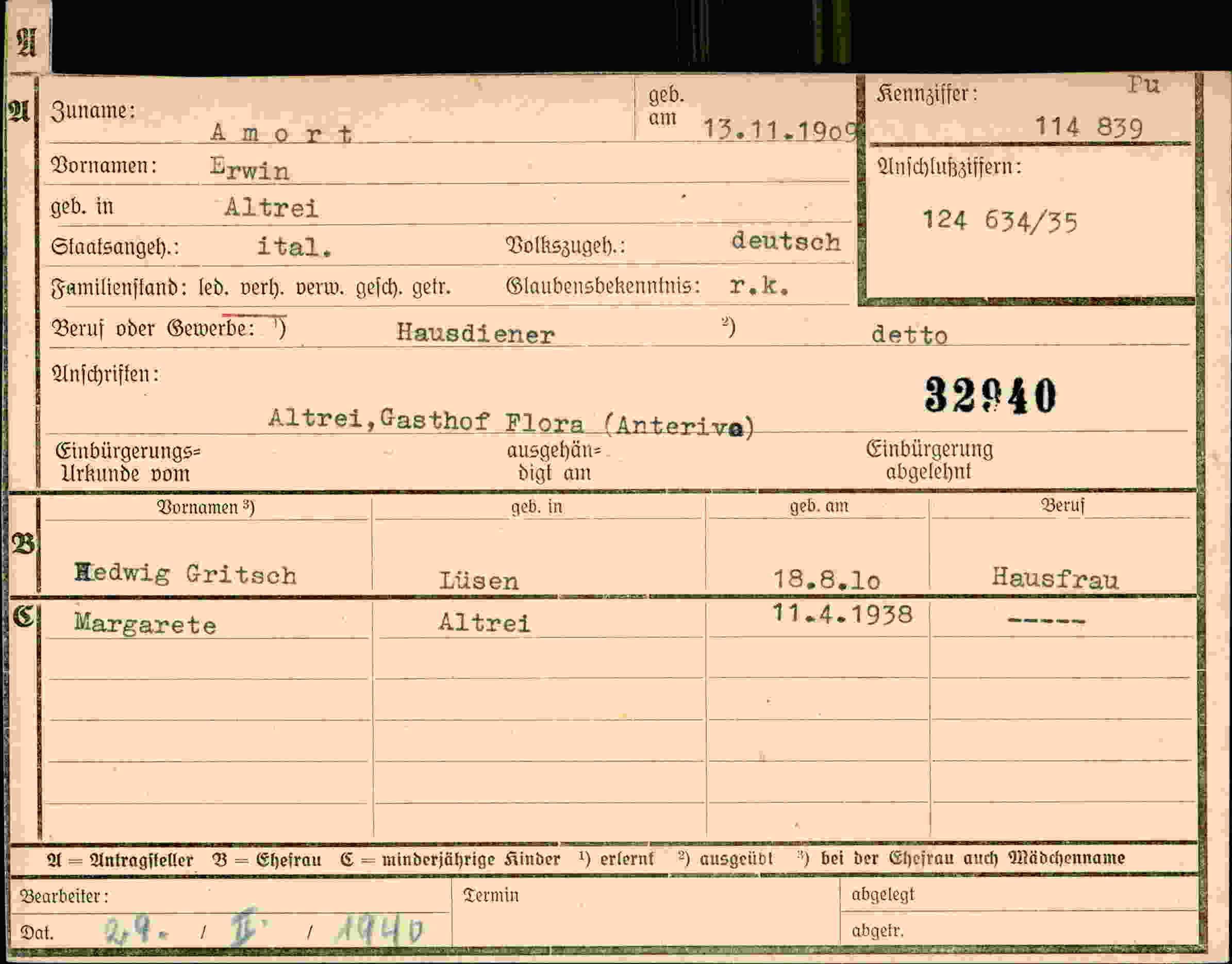 Dokument für Erwin Amort