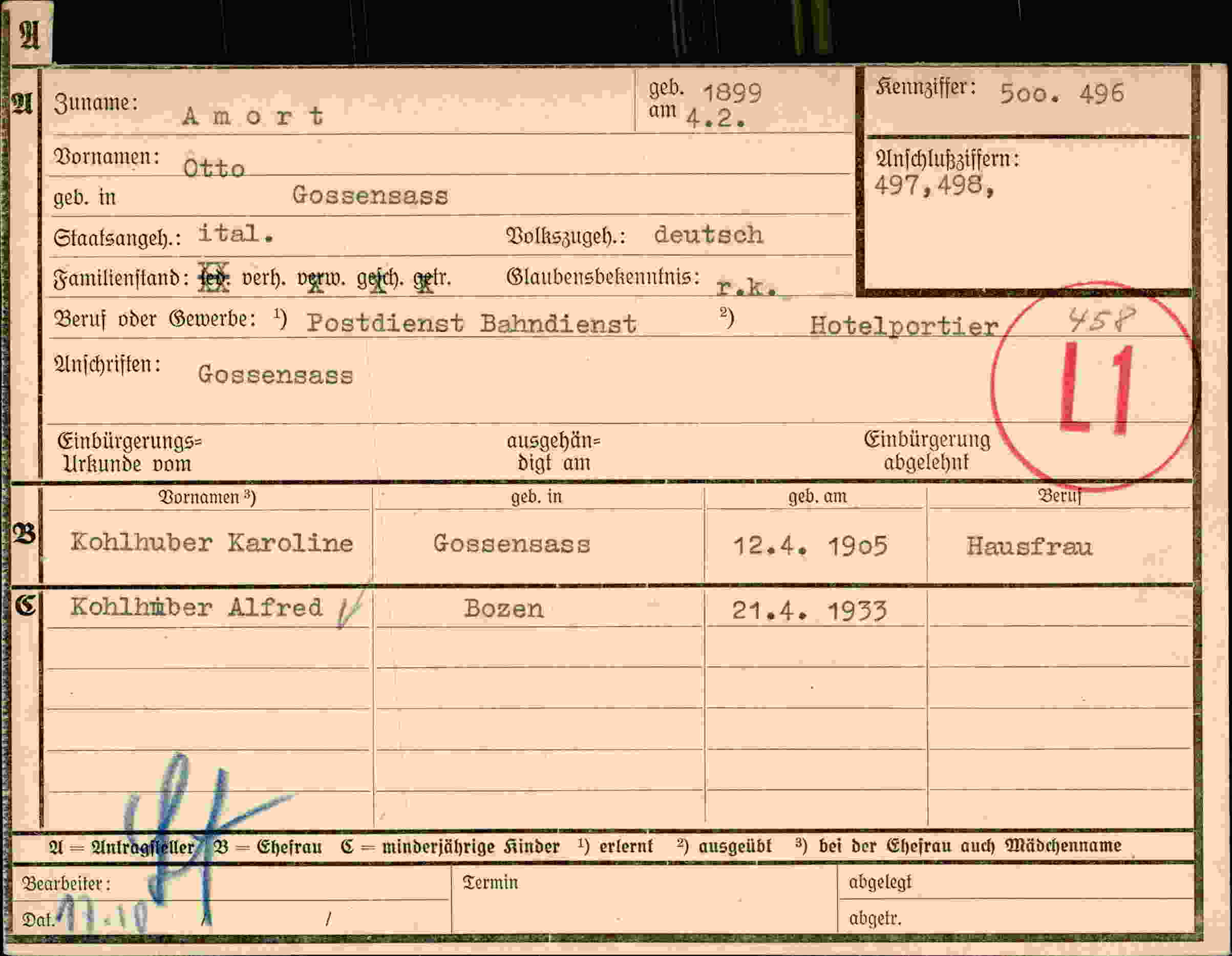 Dokument für Otto Amort