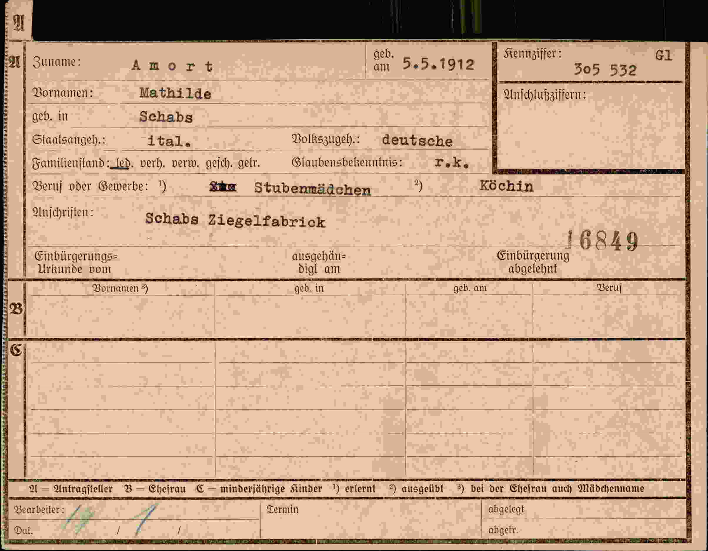 Dokument für Mathilde Amort