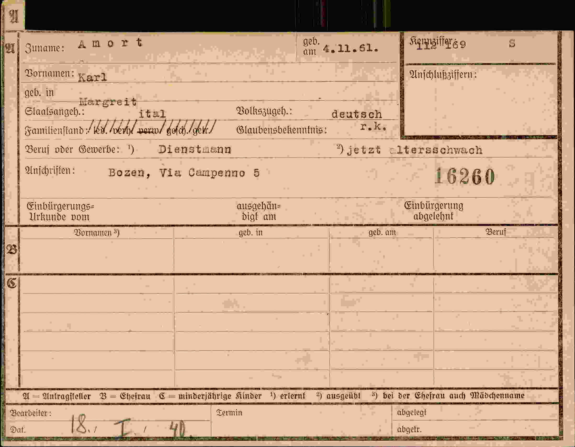 Dokument für Karl Amort
