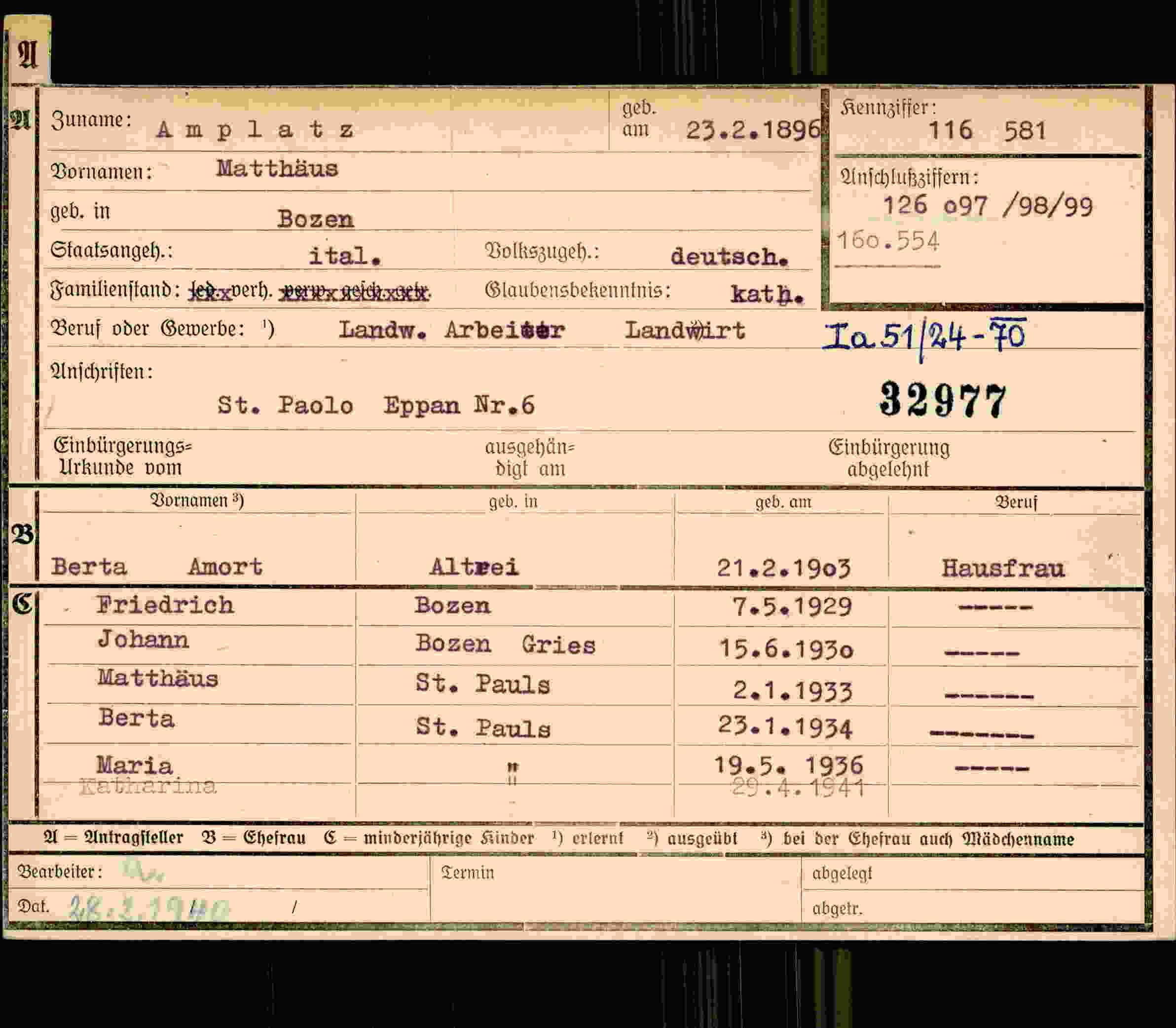 Vorderseite des Dokuments