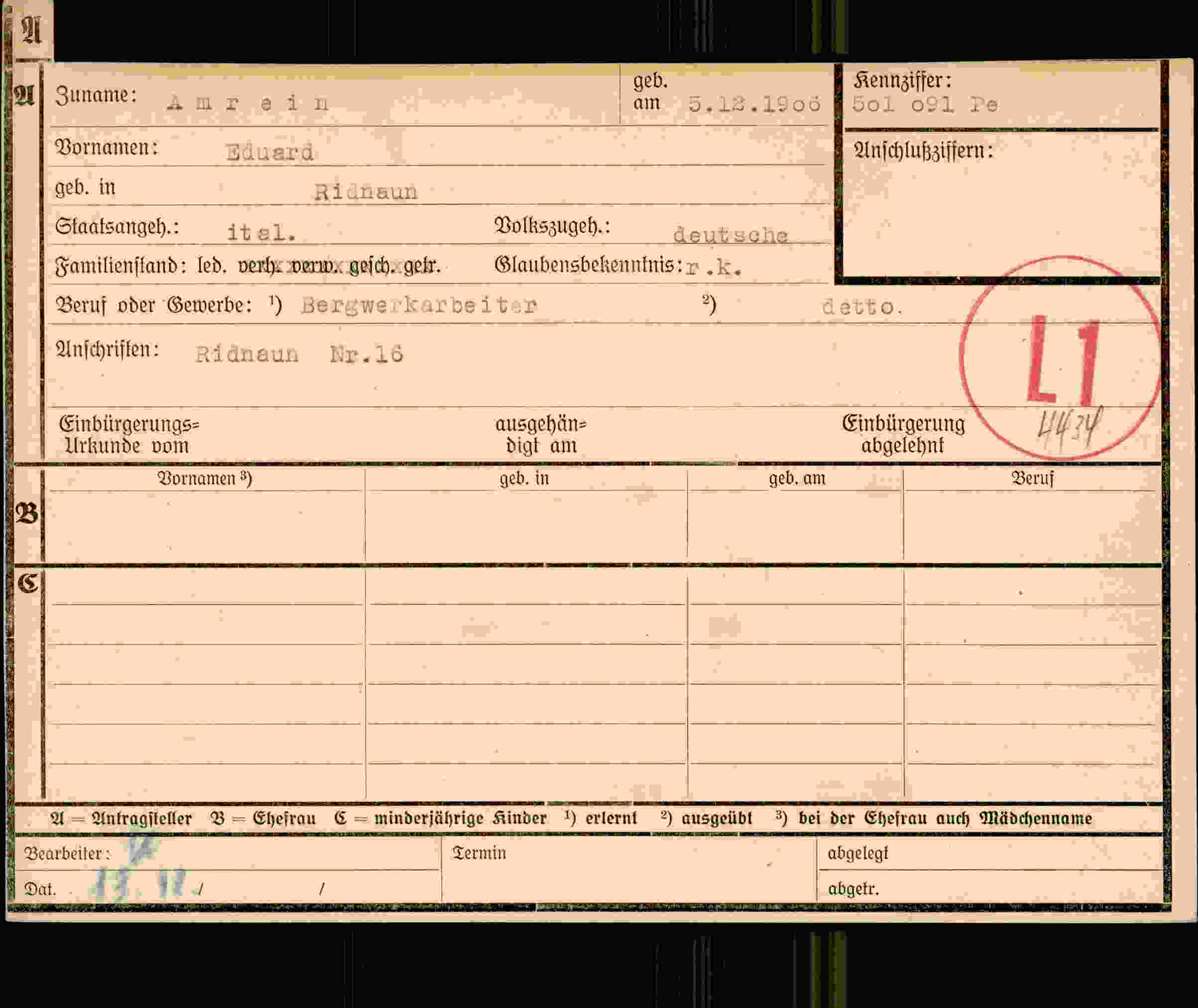 Dokument für Eduard Amrein