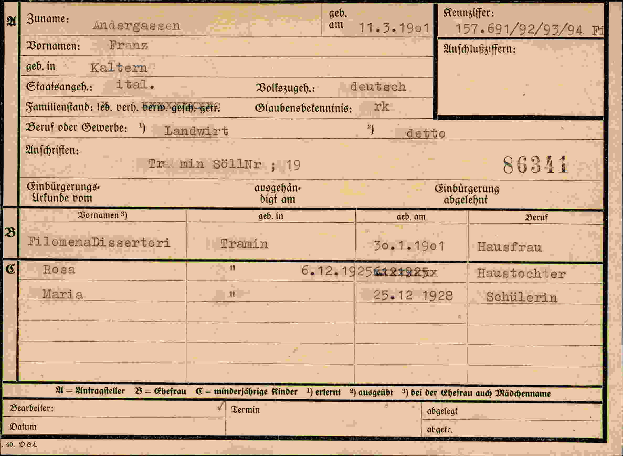 Dokument für Franz Andergassen