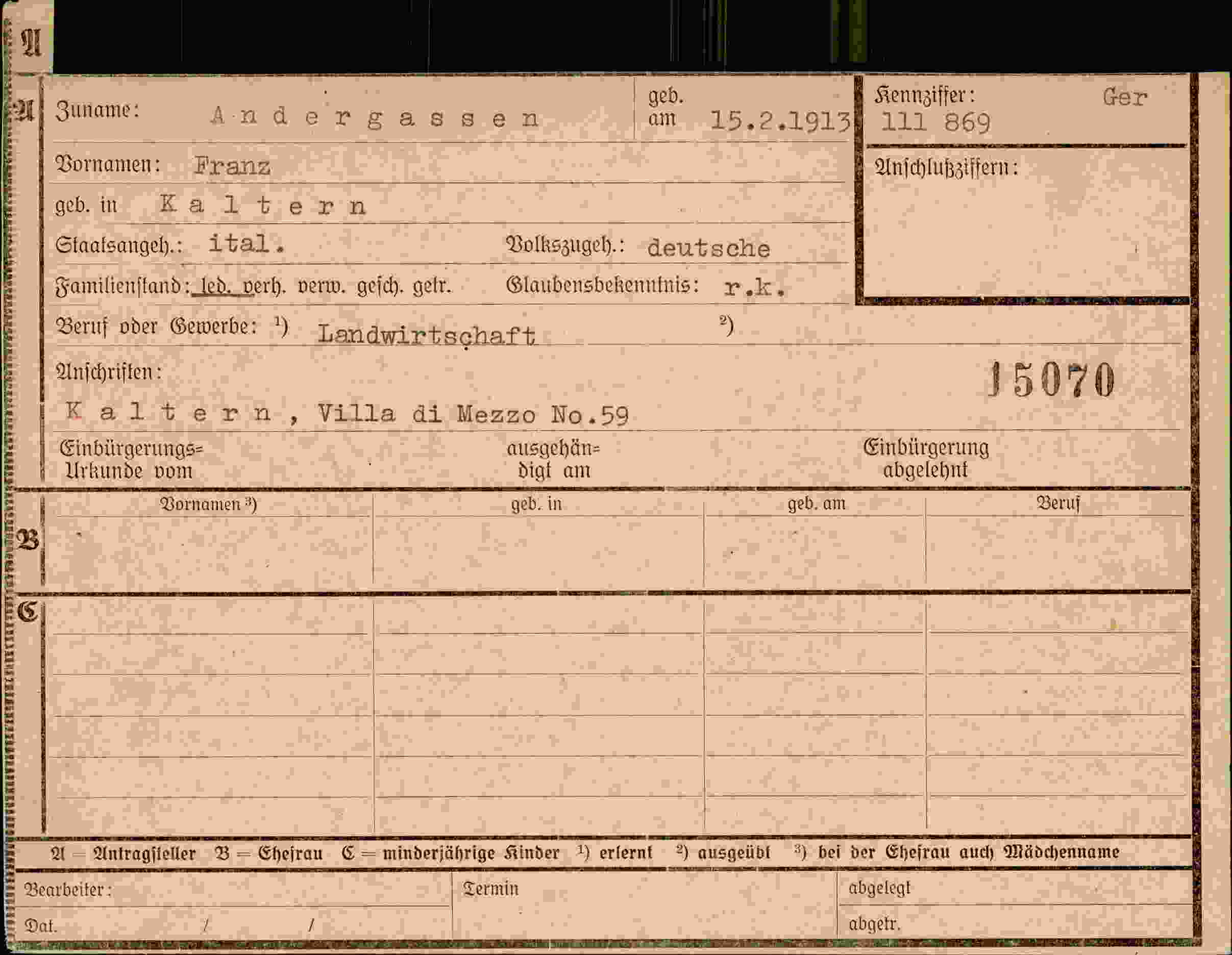 Dokument für Franz Andergassen
