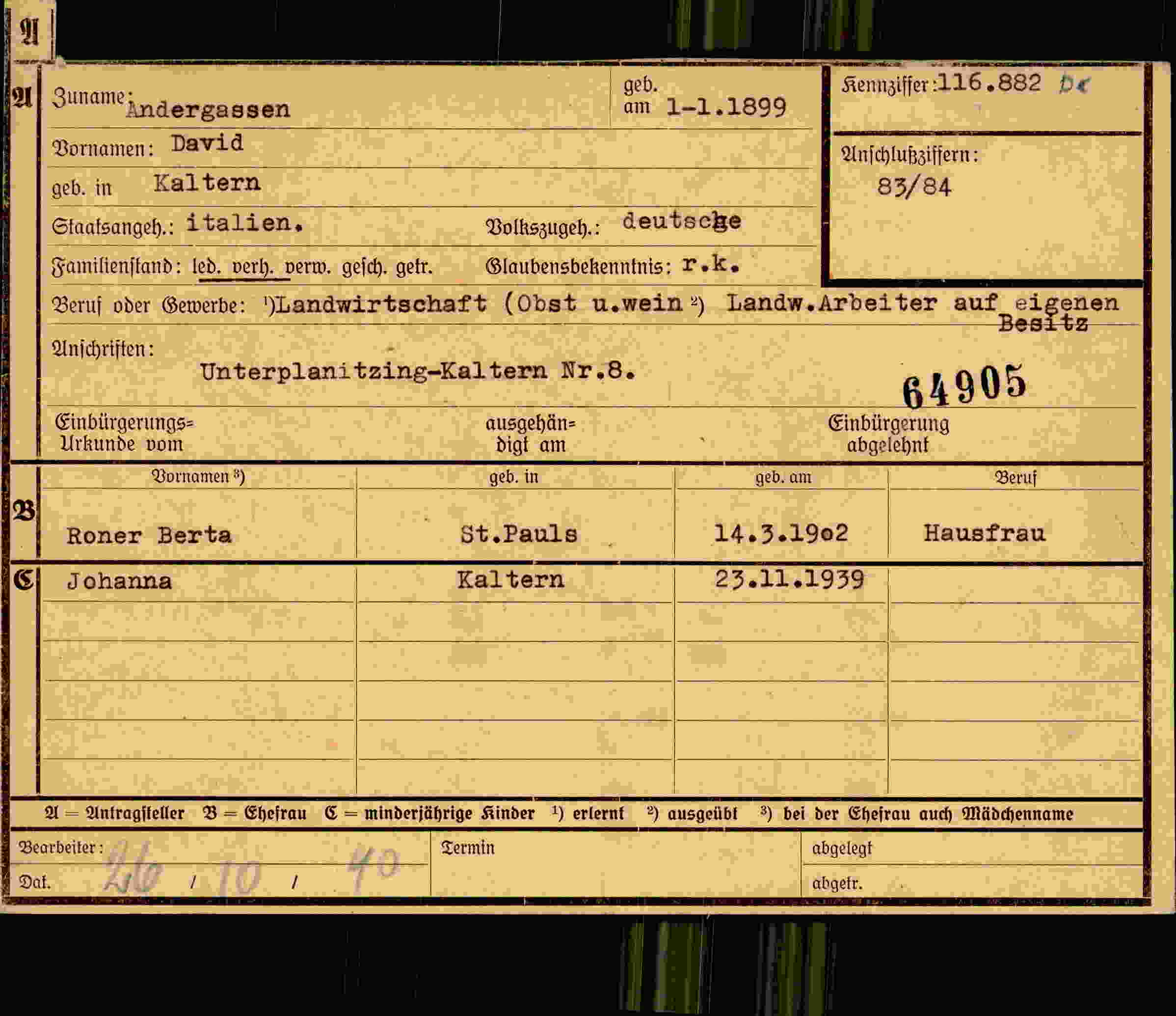 Dokument für David Andergassen