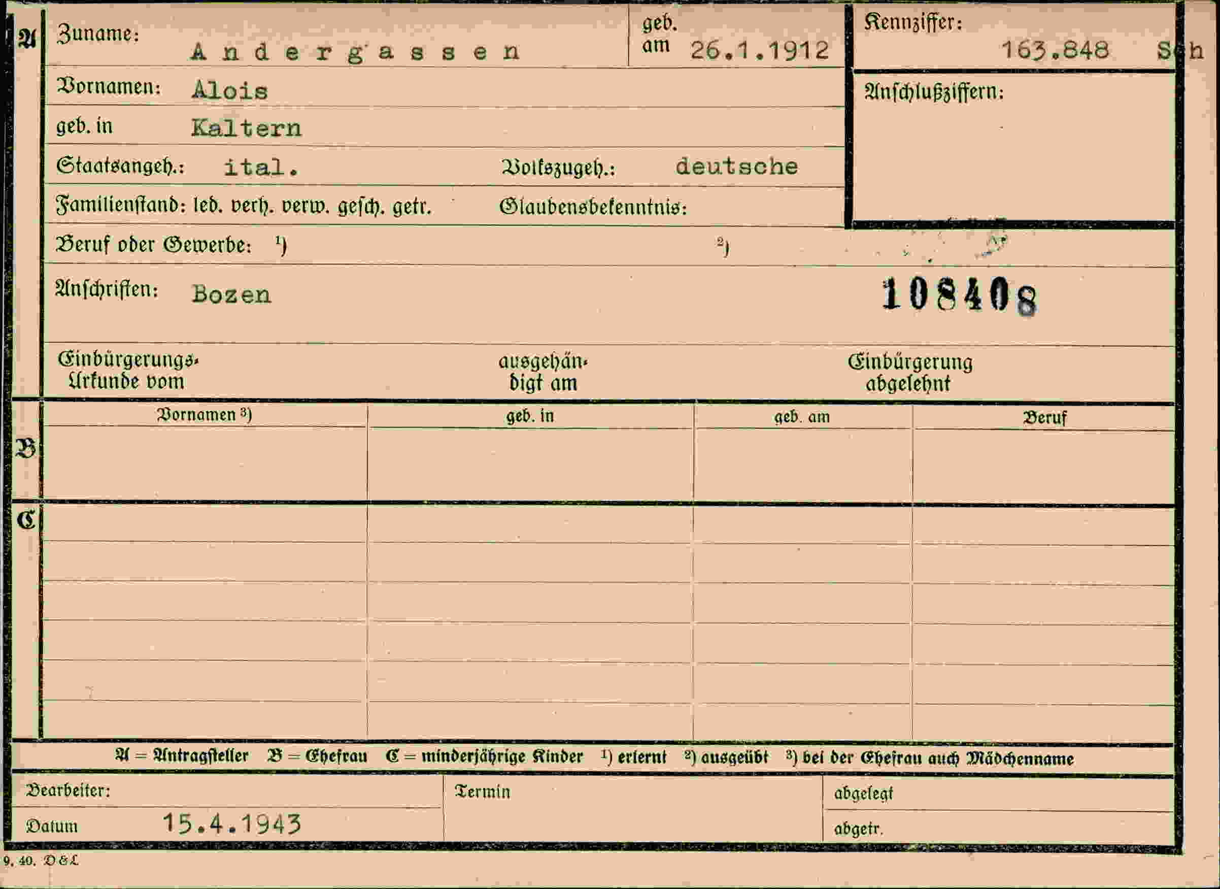 Vorderseite des Dokuments