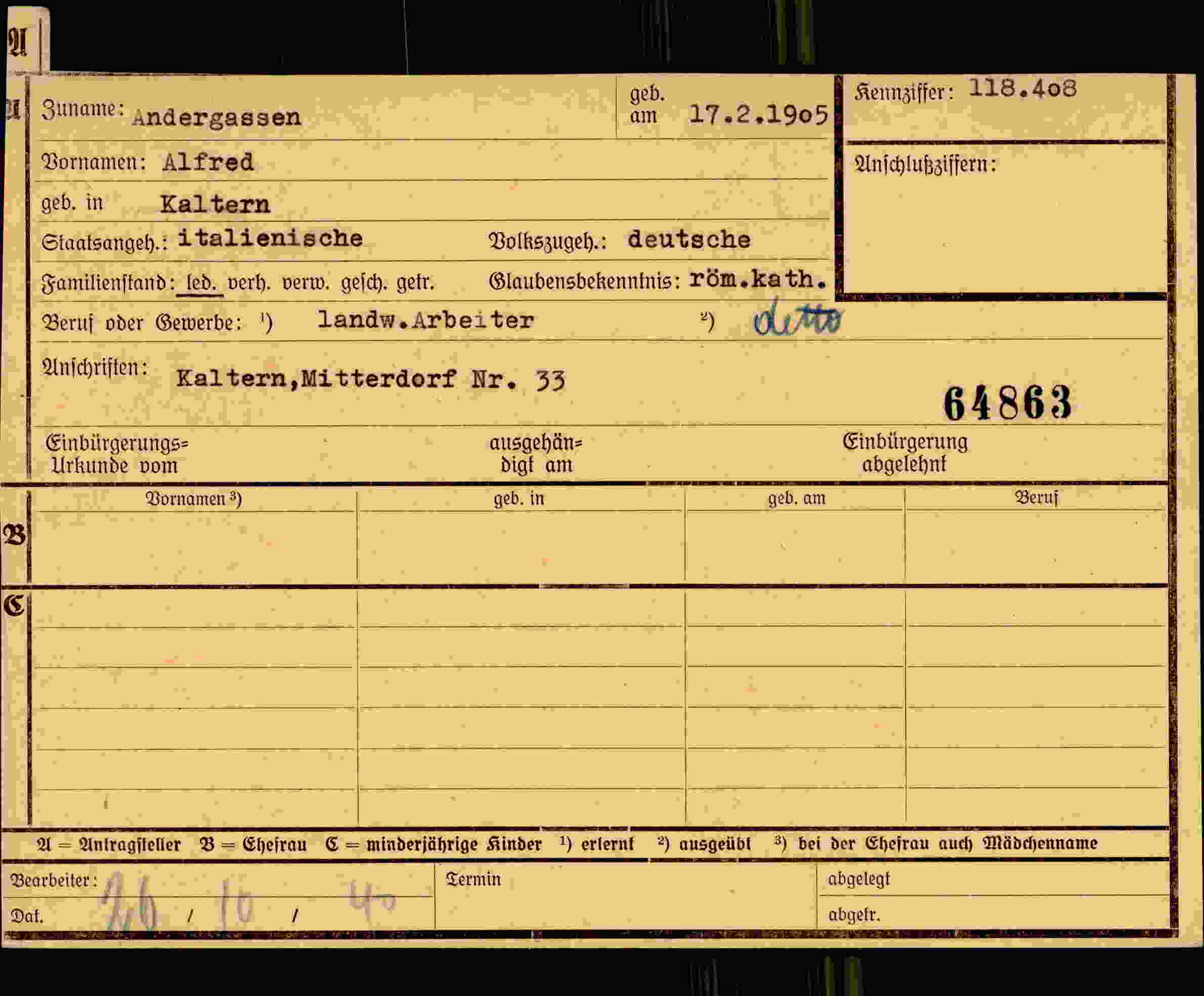 Dokument für Alfred Andergassen