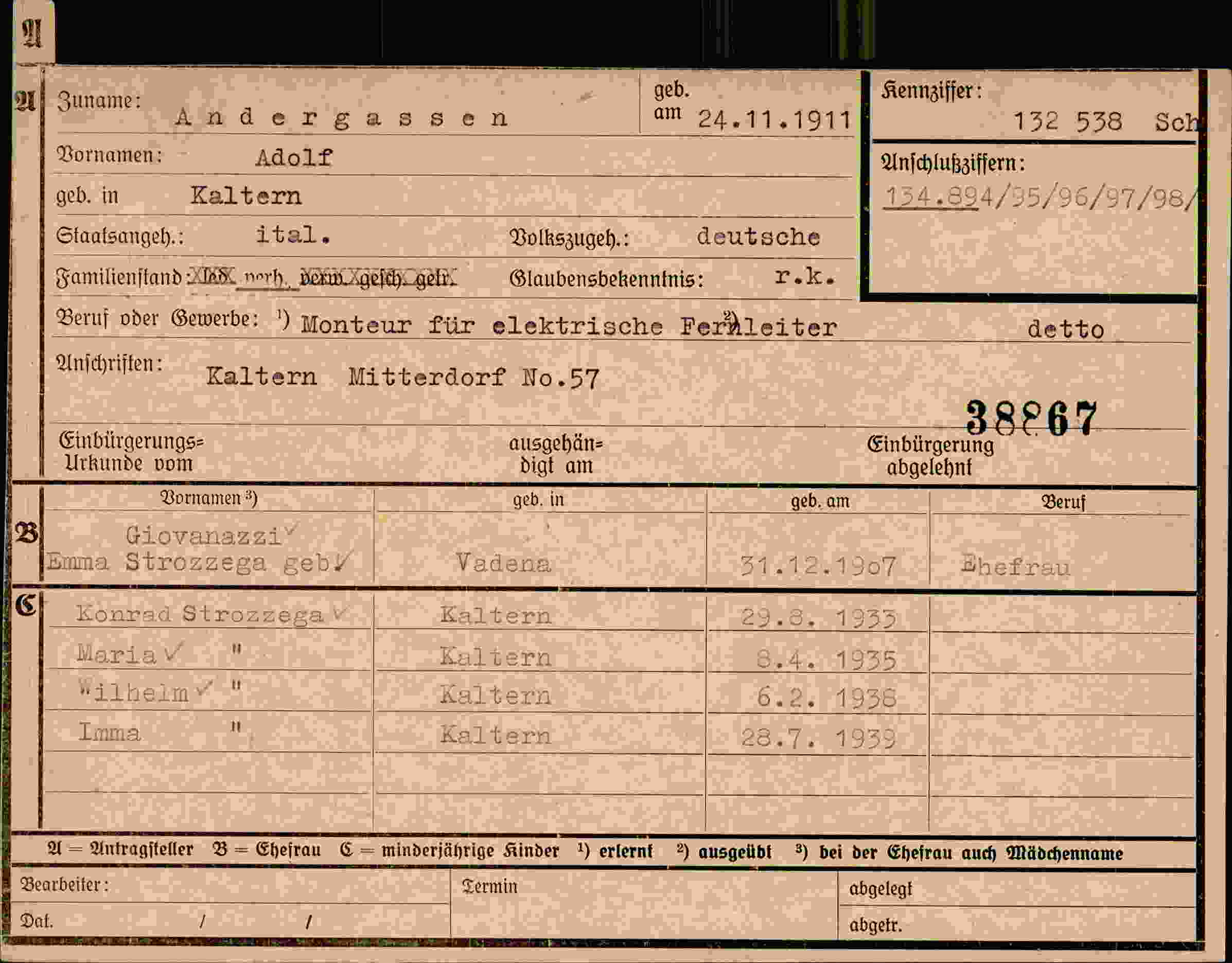 Dokument für Adolf Andergassen