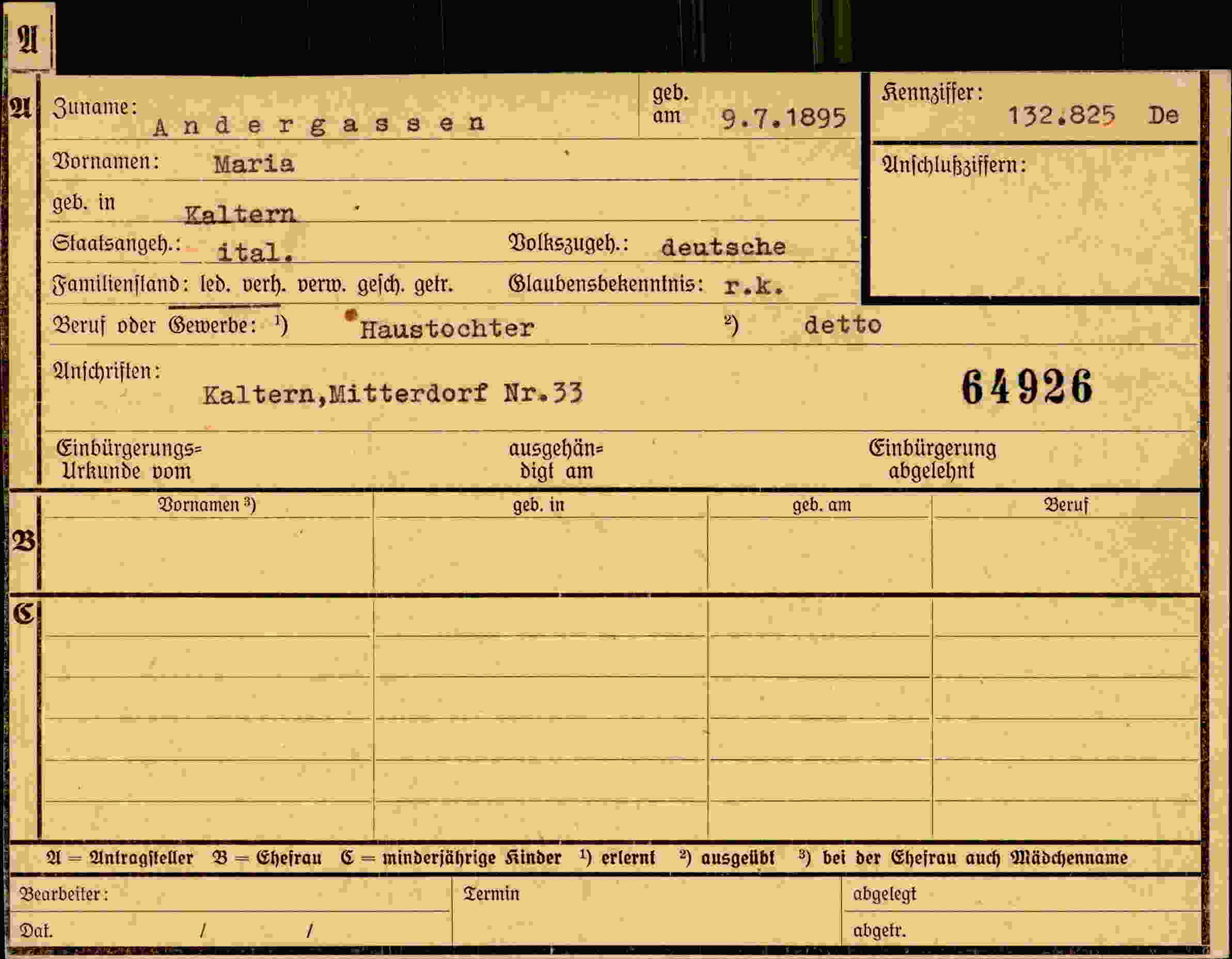 Dokument für Maria Andergassen