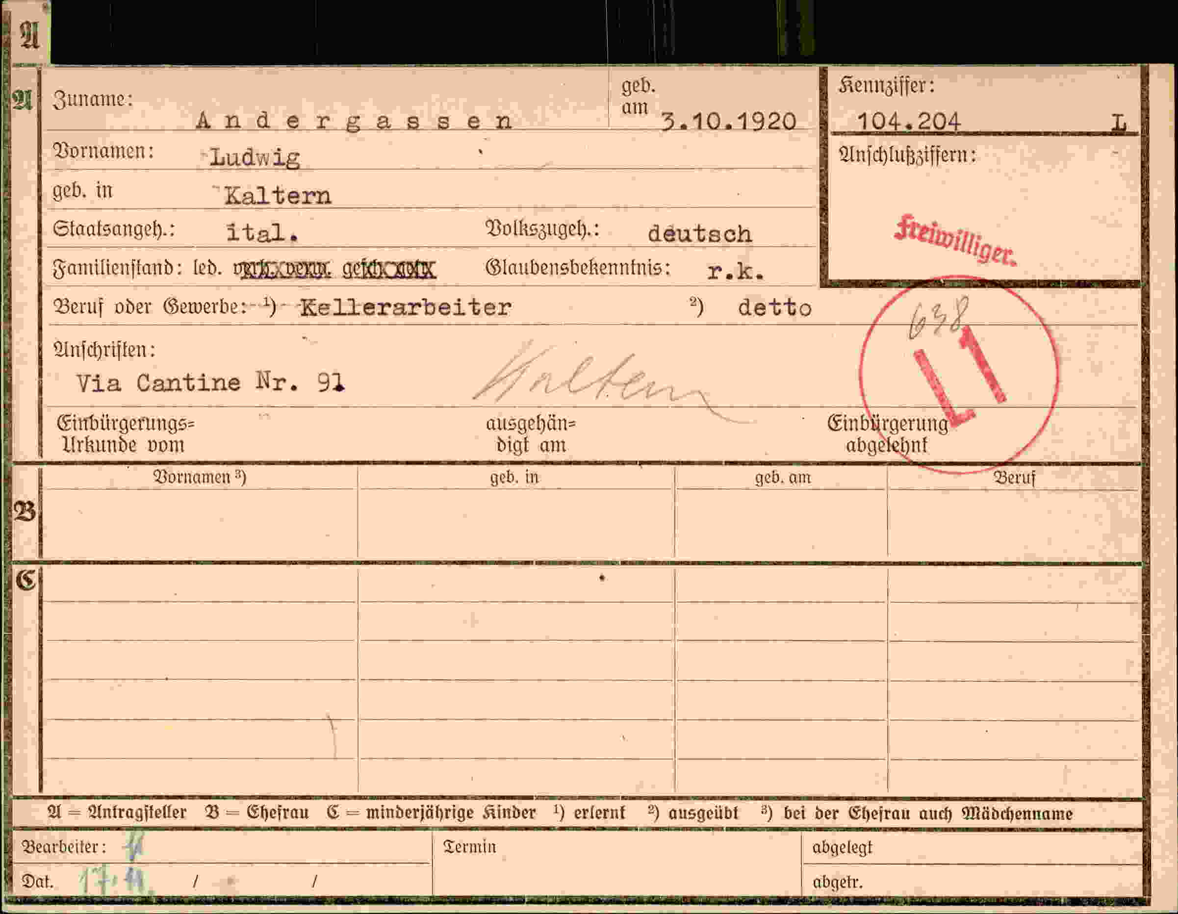 Dokument für Ludwig Andergassen