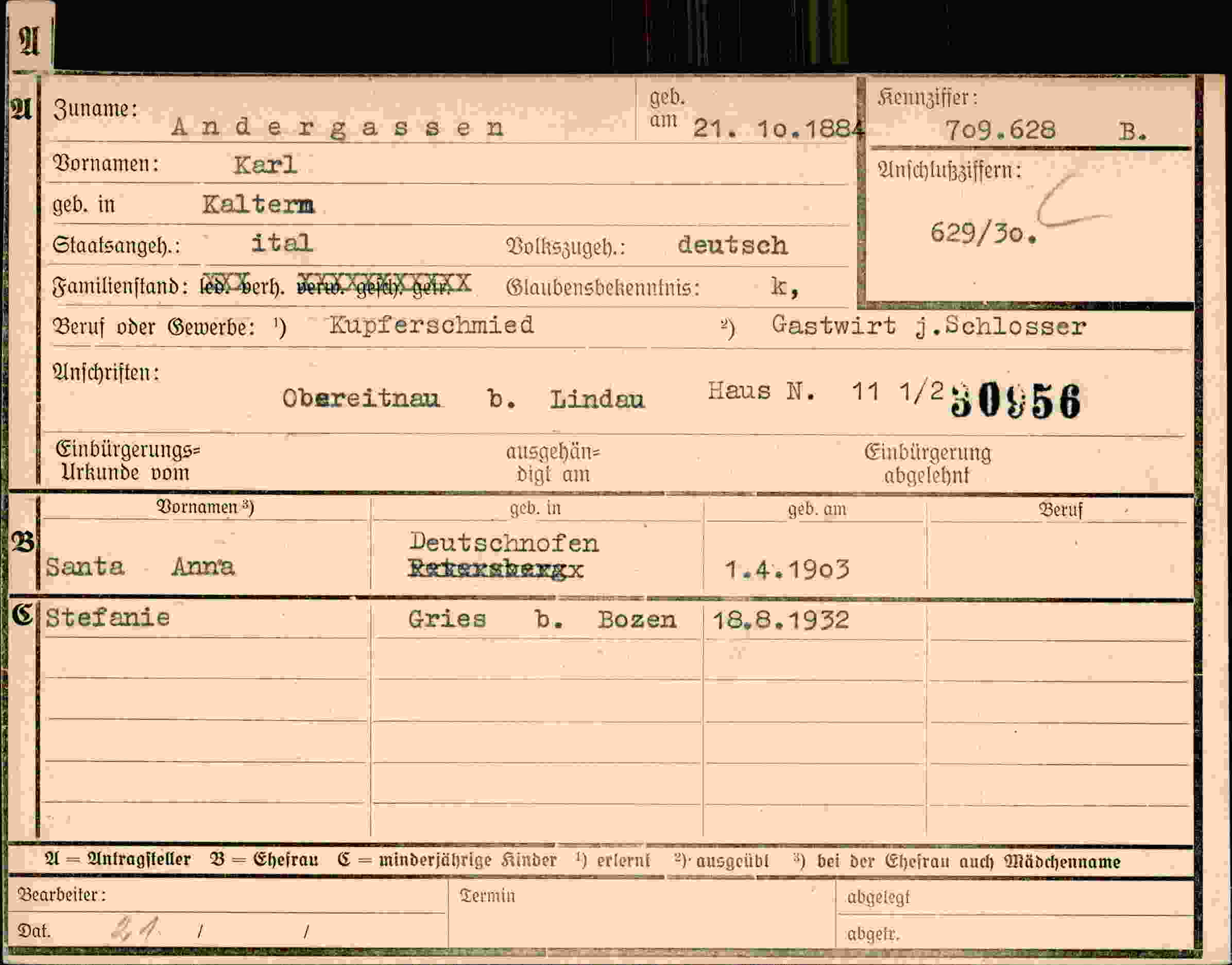 Dokument für Karl Andergassen