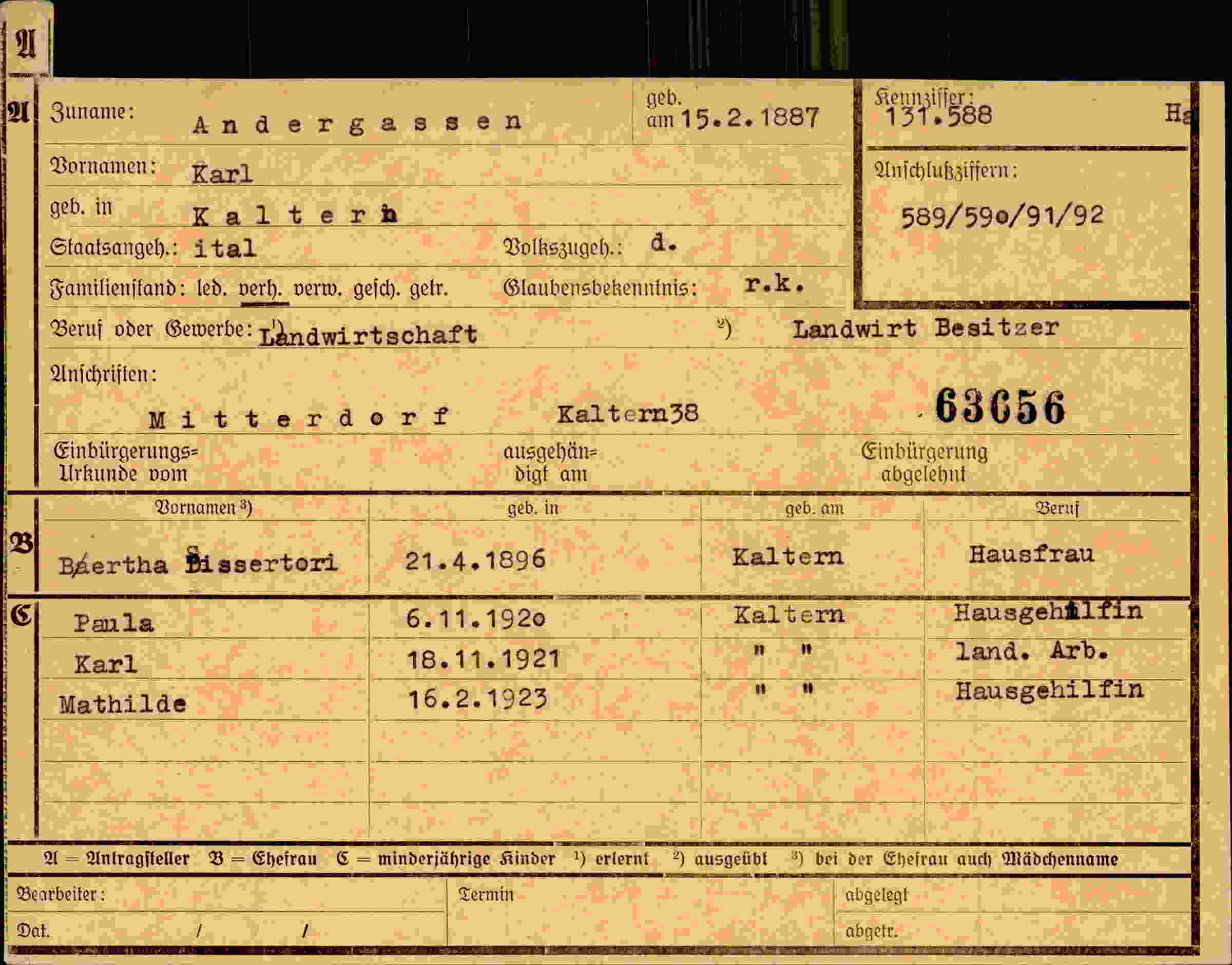 Dokument für Karl Andergassen