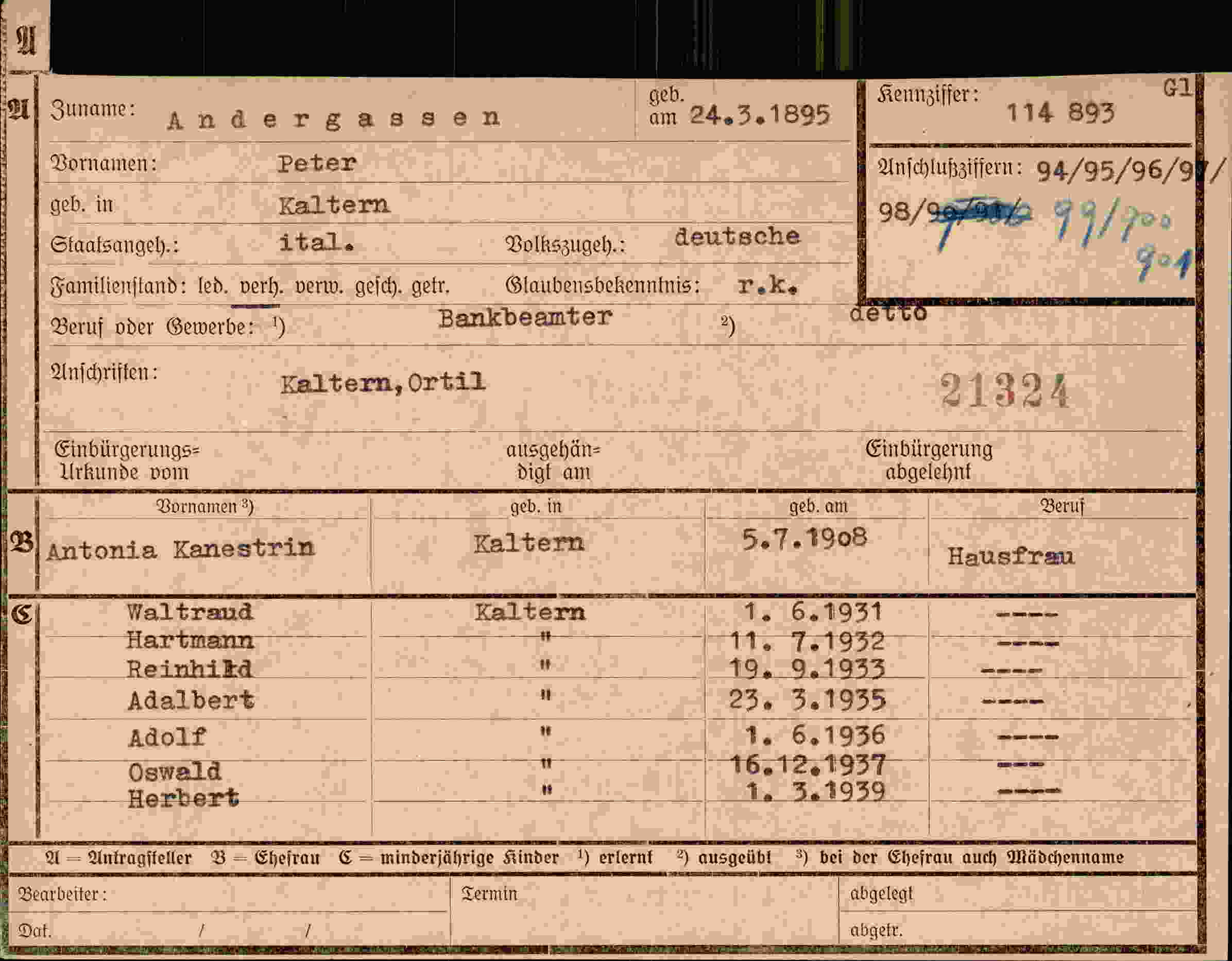 Dokument für Peter Andergassen