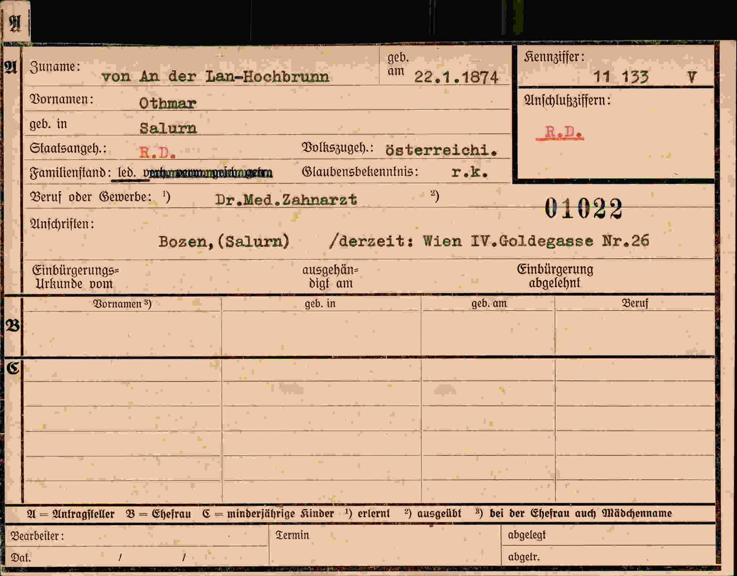 Dokument für Othmar von An der Lan-Hochbrunn