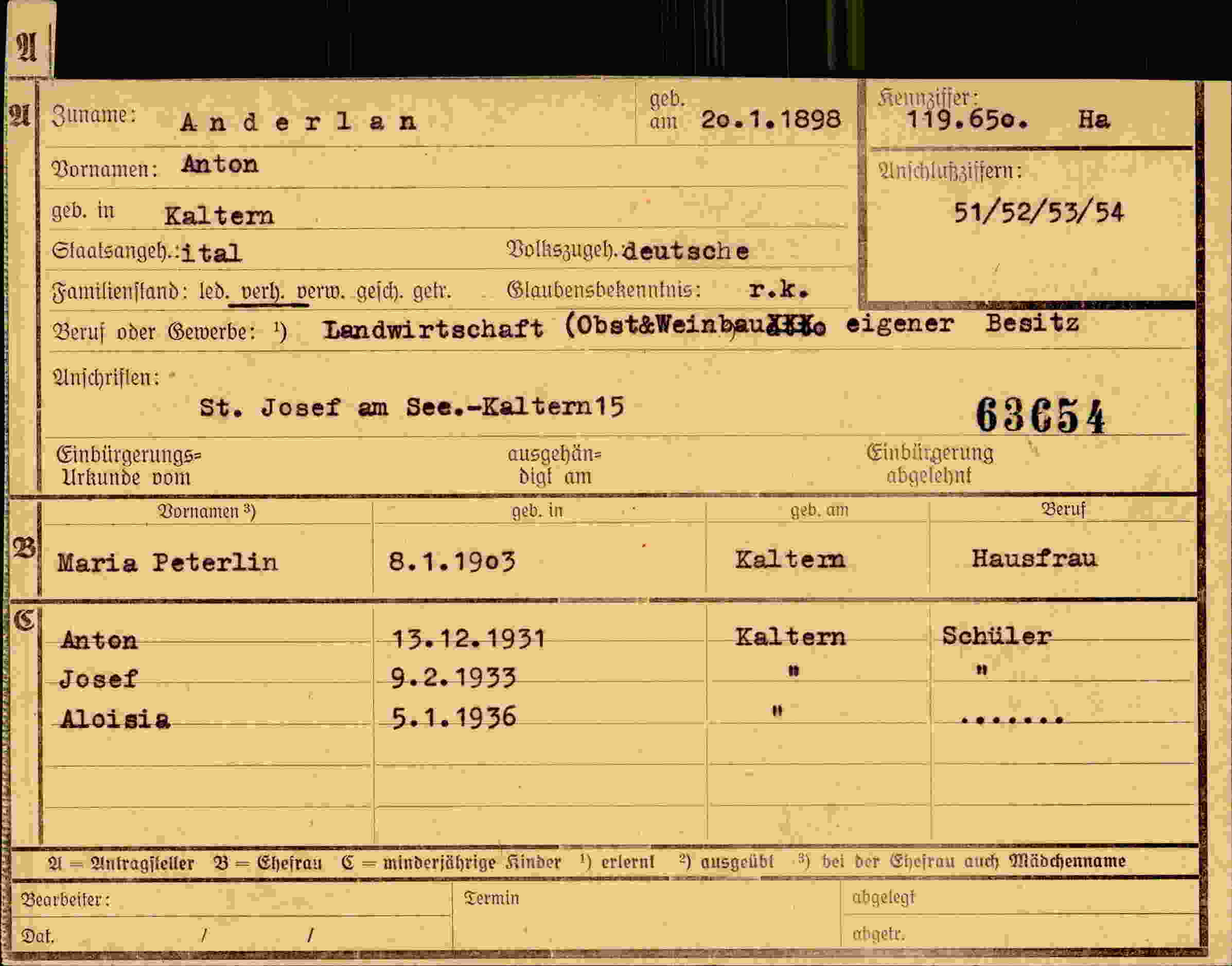 Dokument für Anton Anderlan