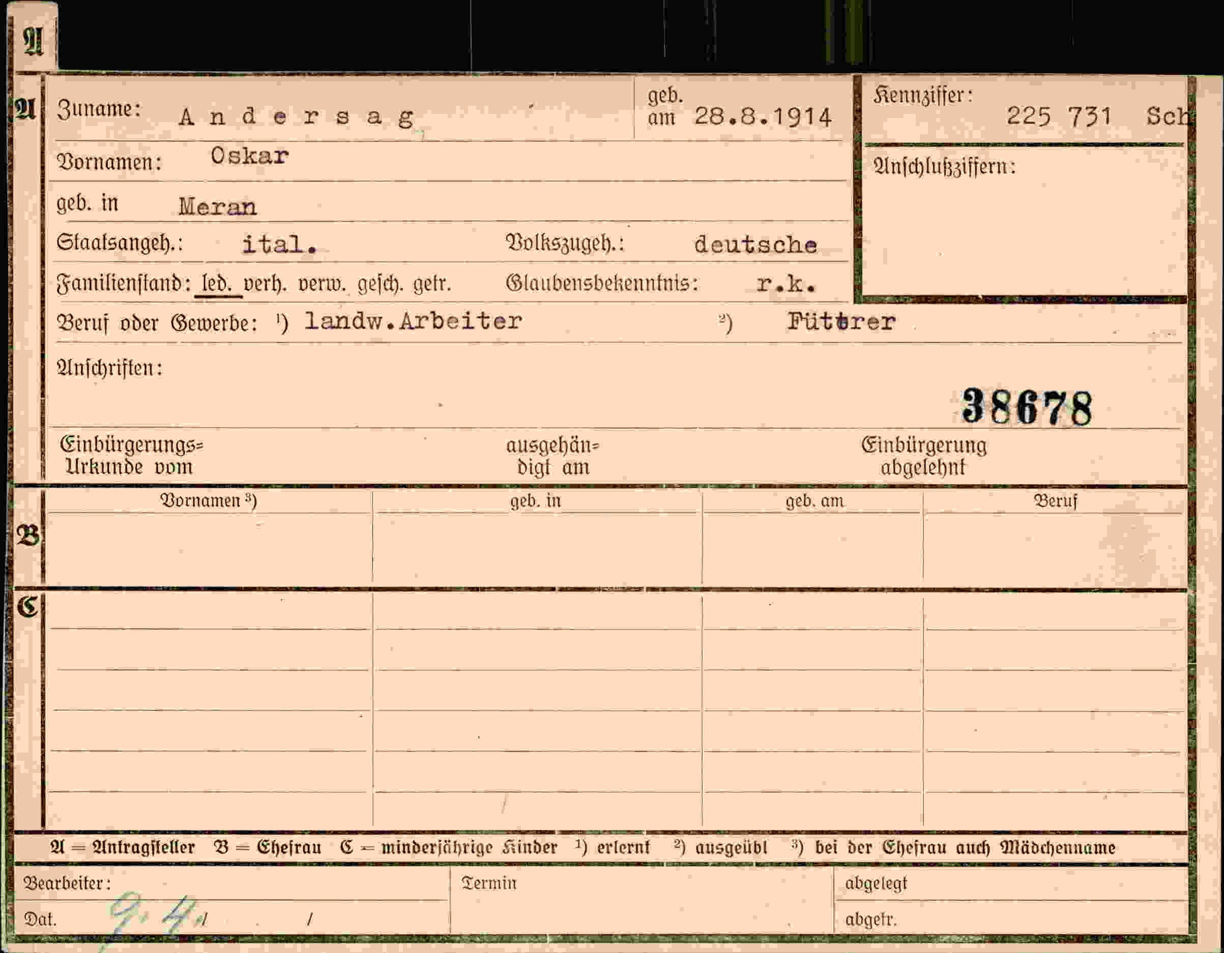 Vorderseite des Dokuments