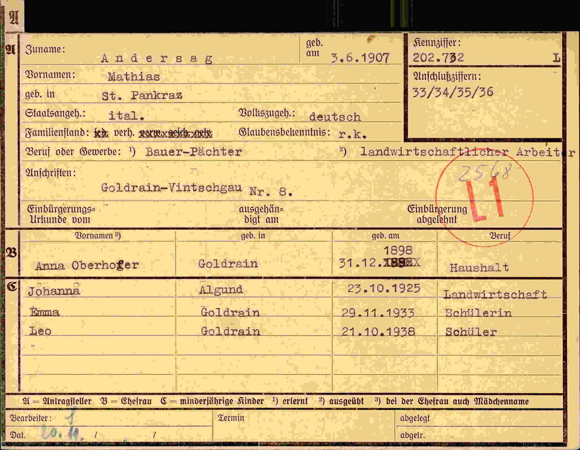 Dokument für Mathias Andersag