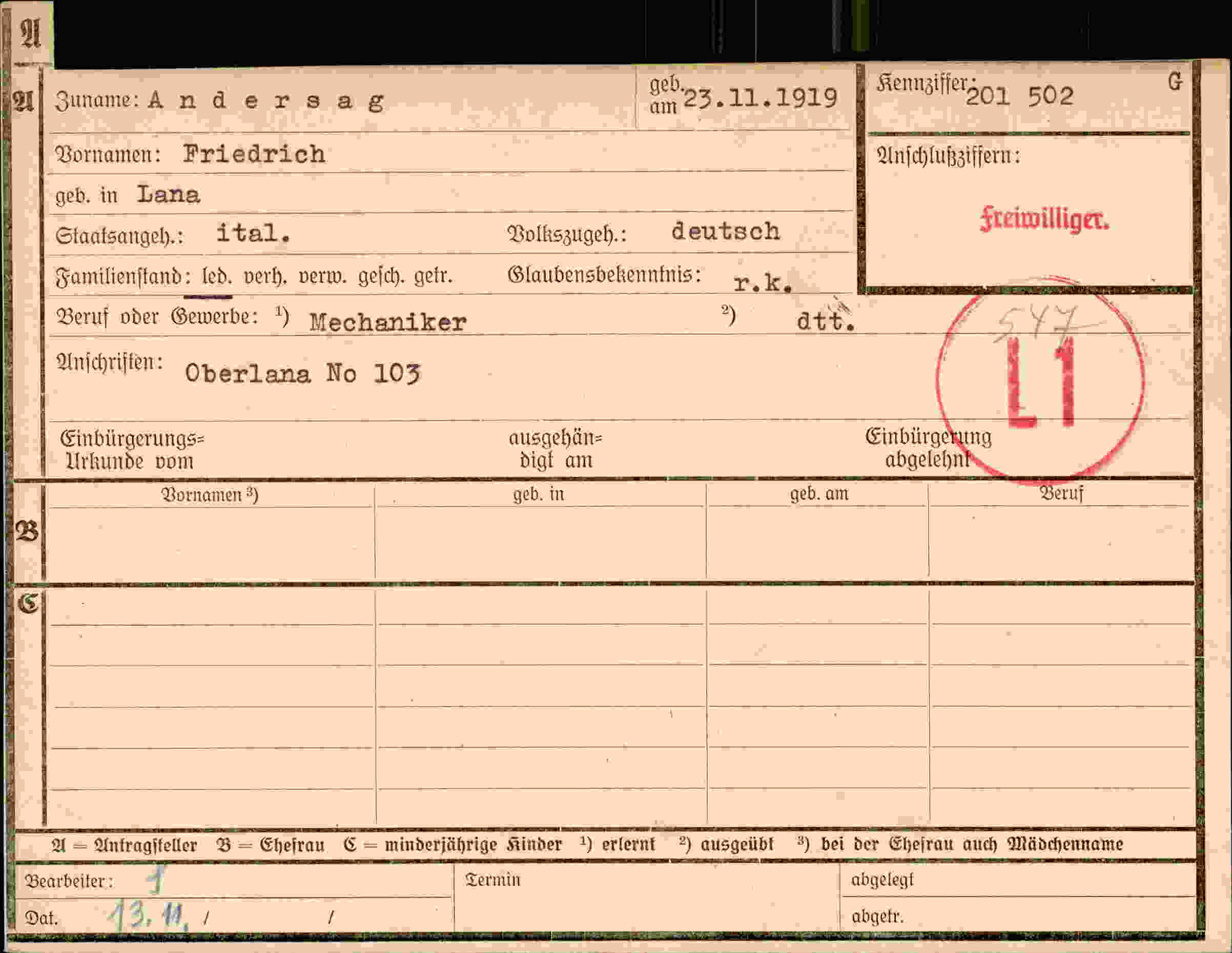 Dokument für Friedrich Andersag