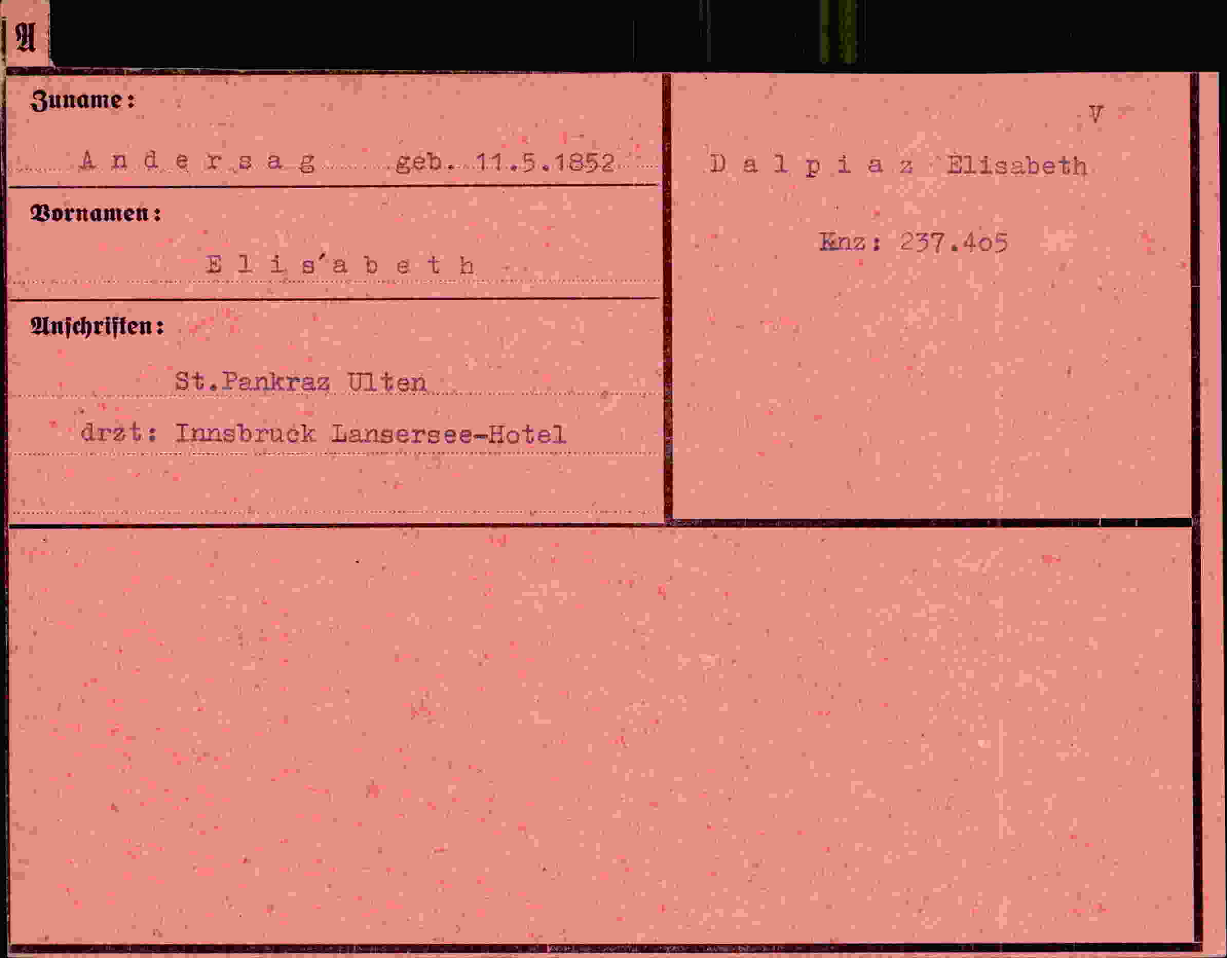 Vorderseite des Dokuments