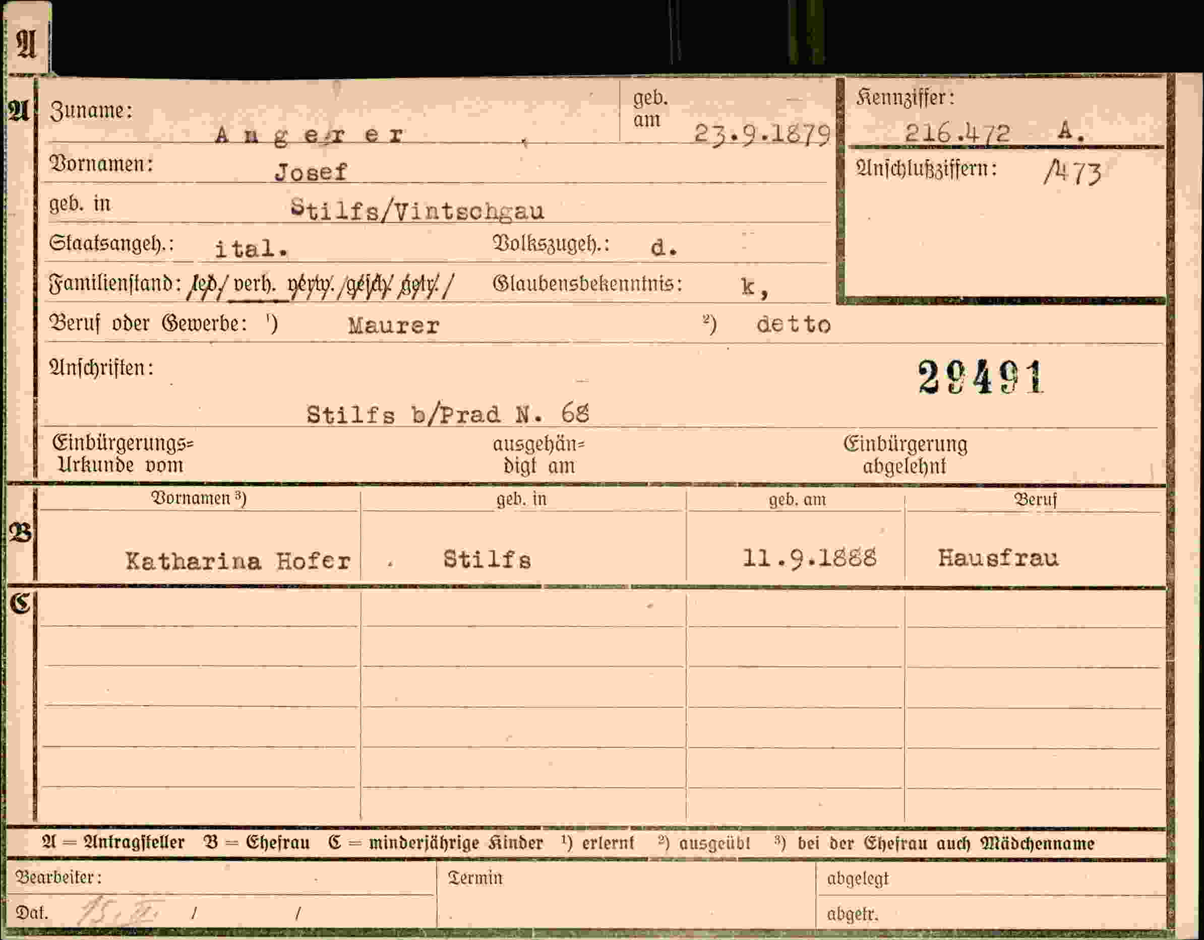 Dokument für Josef Angerer