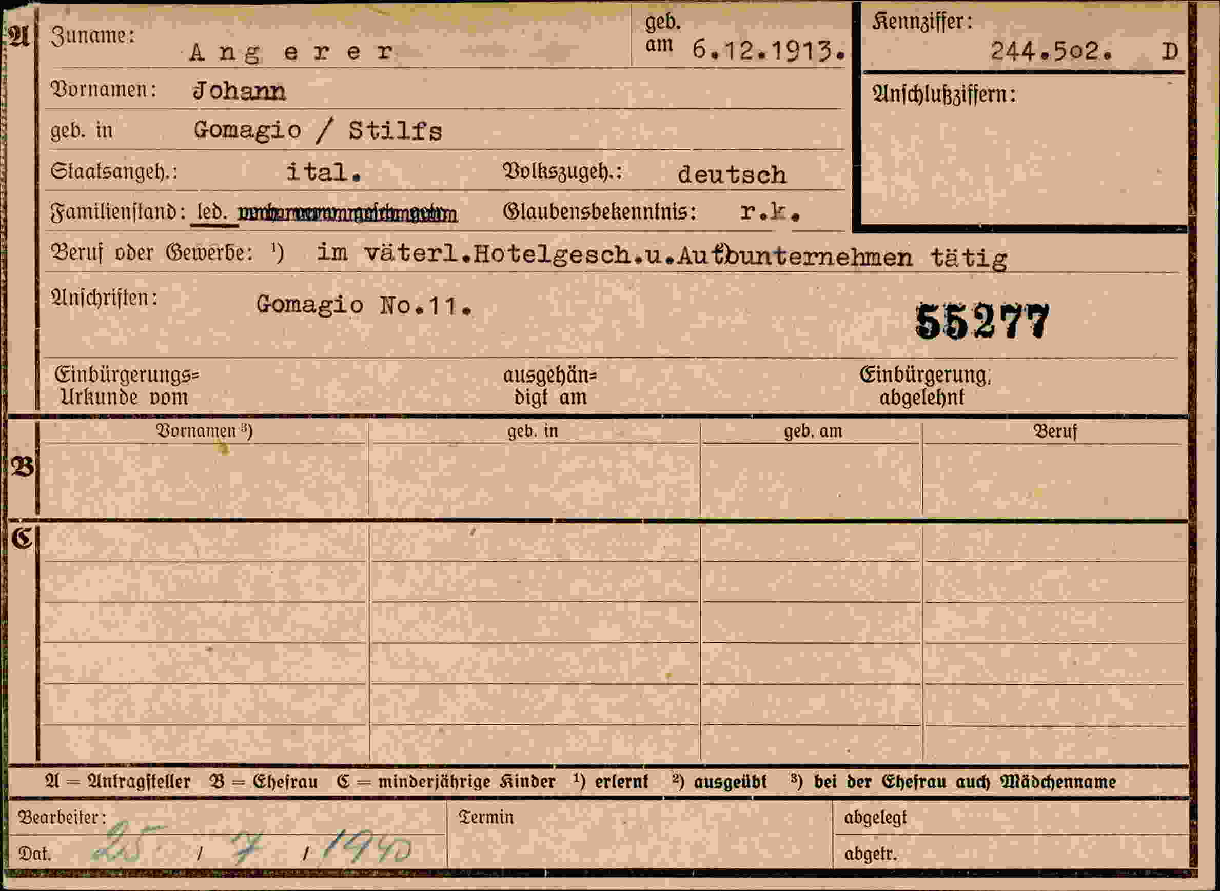 Dokument für Johann Angerer