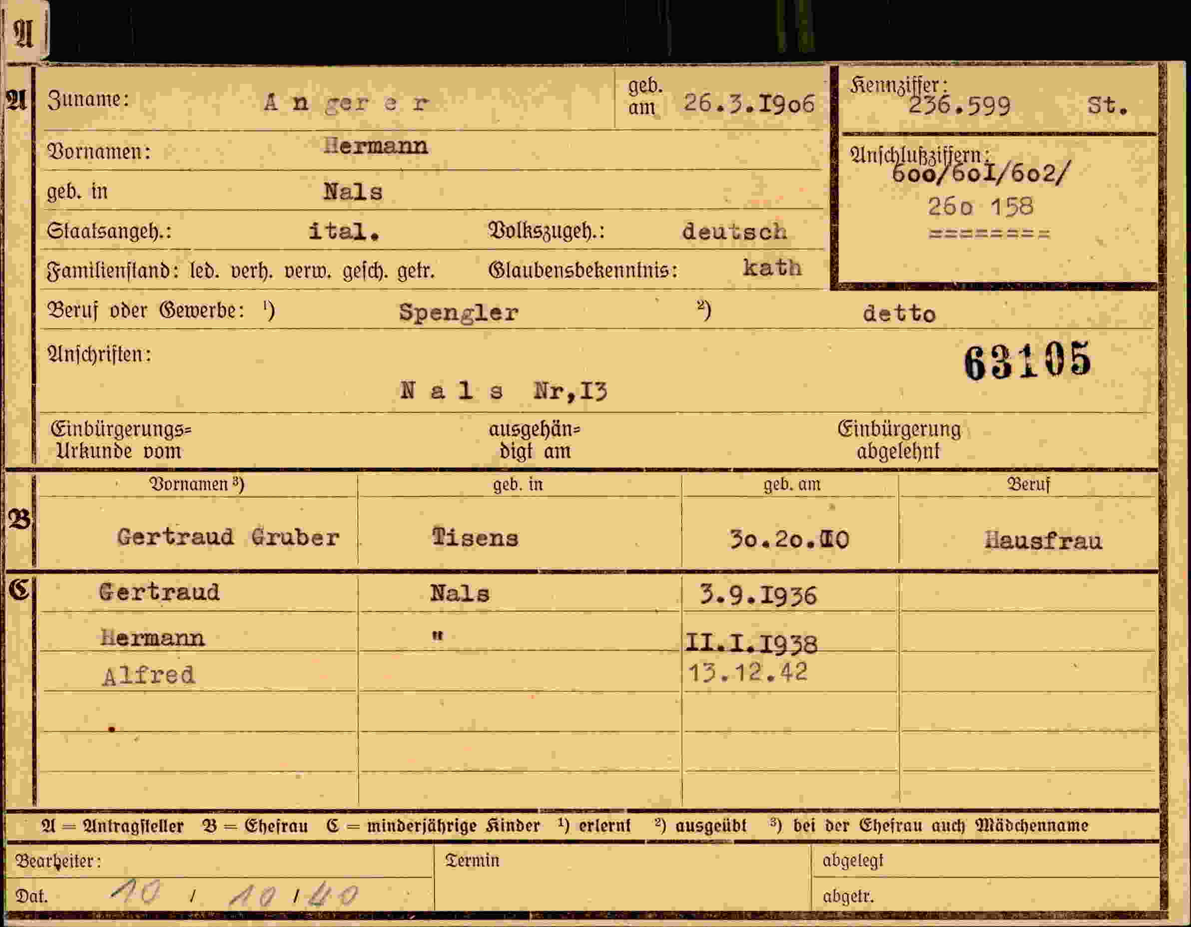 Dokument für Hermann Angerer