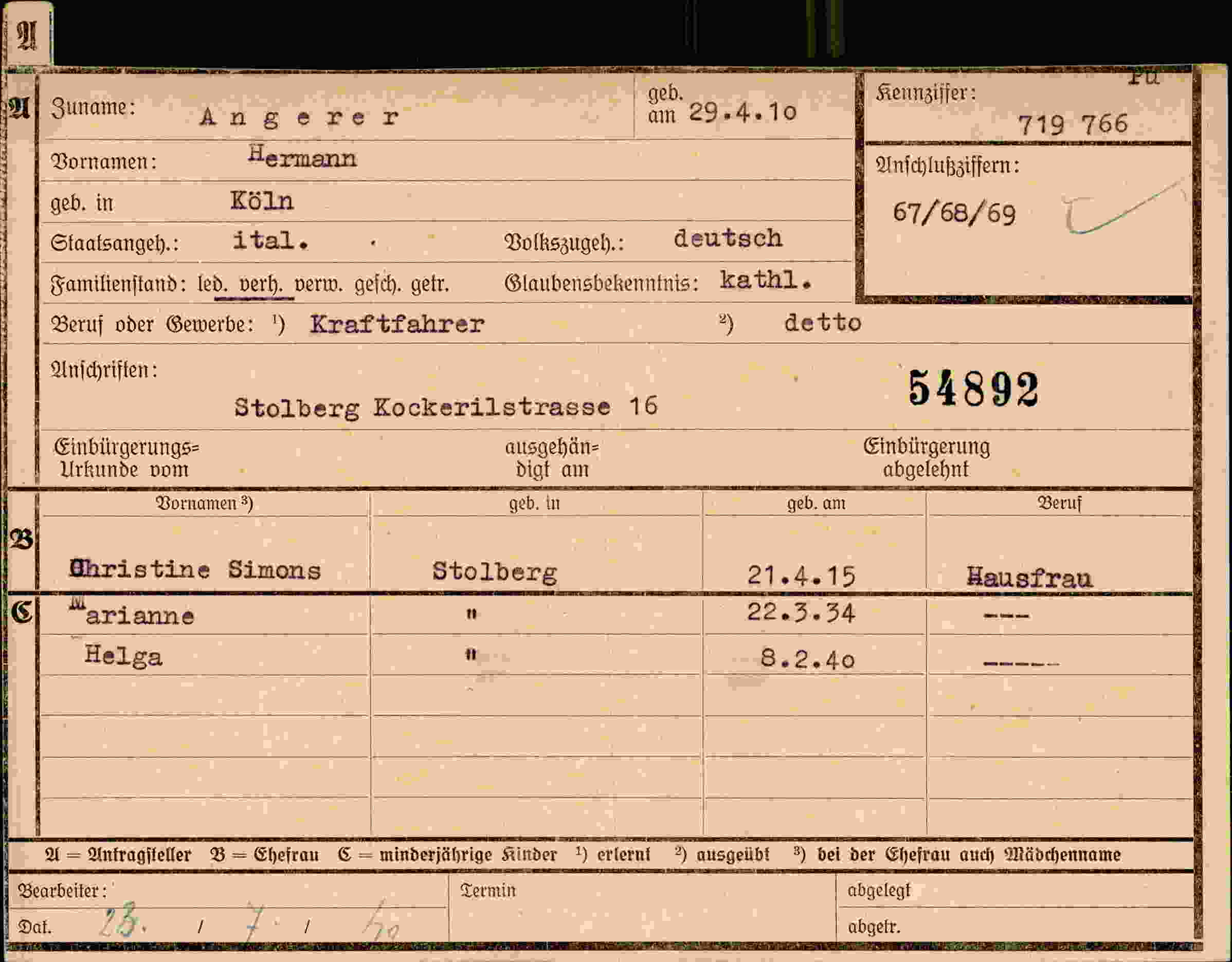 Dokument für Hermann Angerer