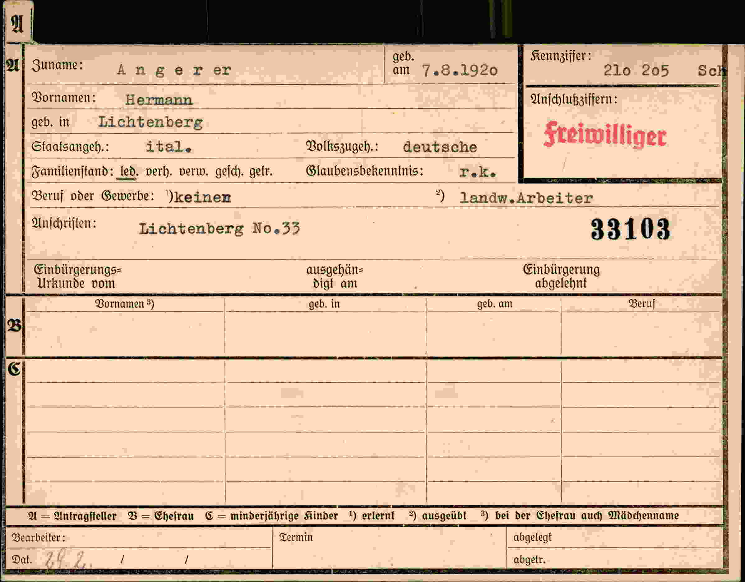 Dokument für Hermann Angerer