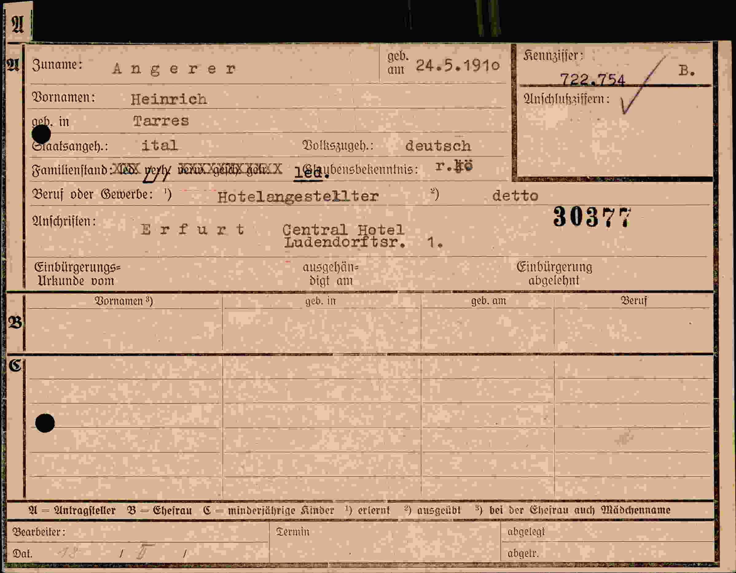 Dokument für Heinrich Angerer