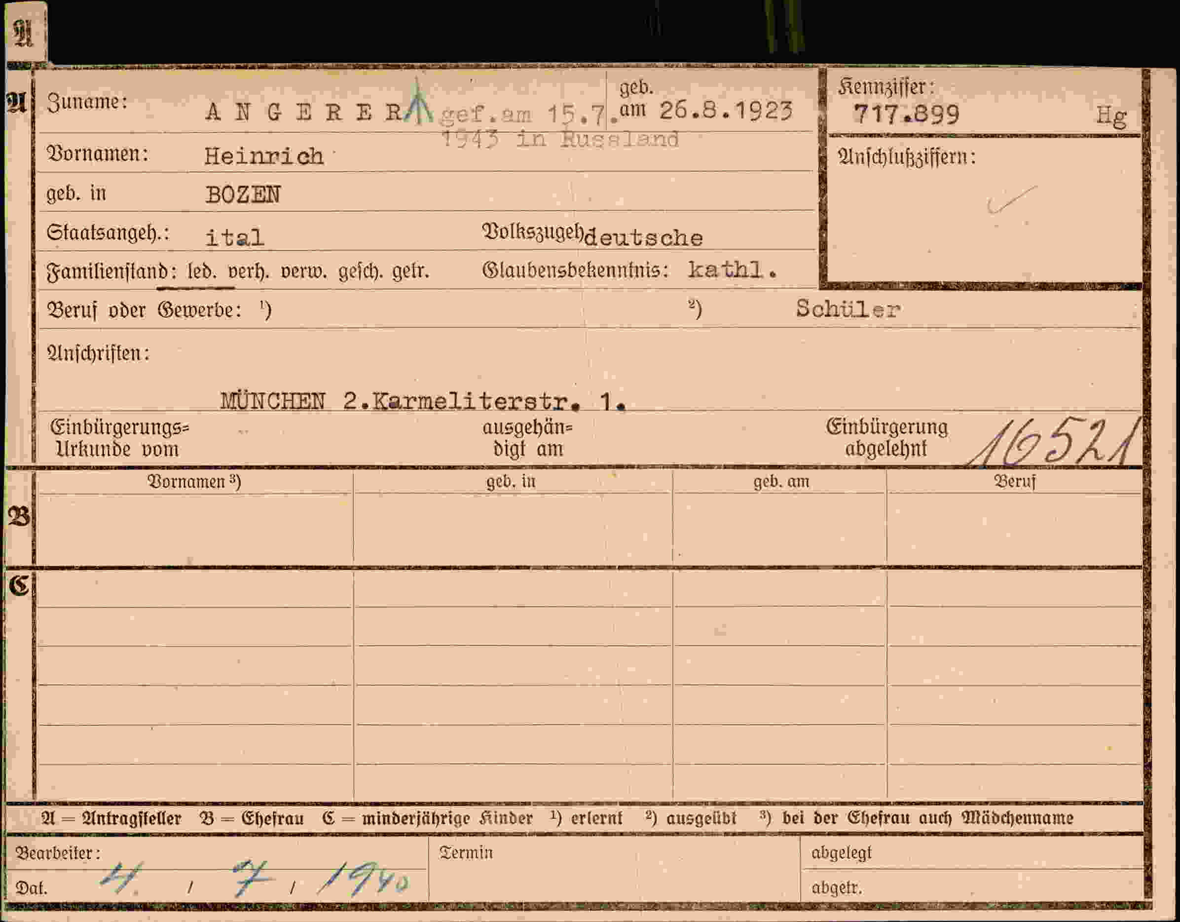 Dokument für Heinrich Angerer