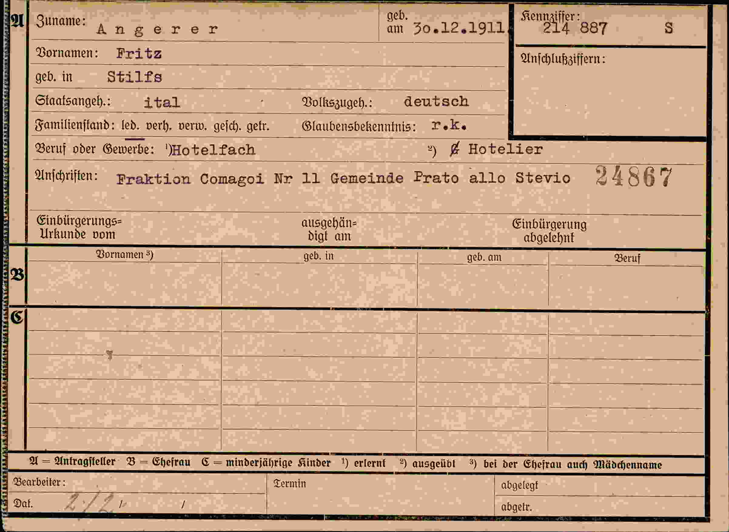 Dokument für Fritz Angerer