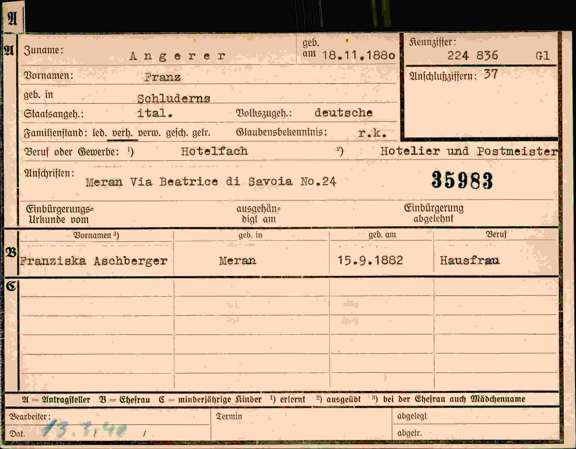 Dokument für Franz Angerer