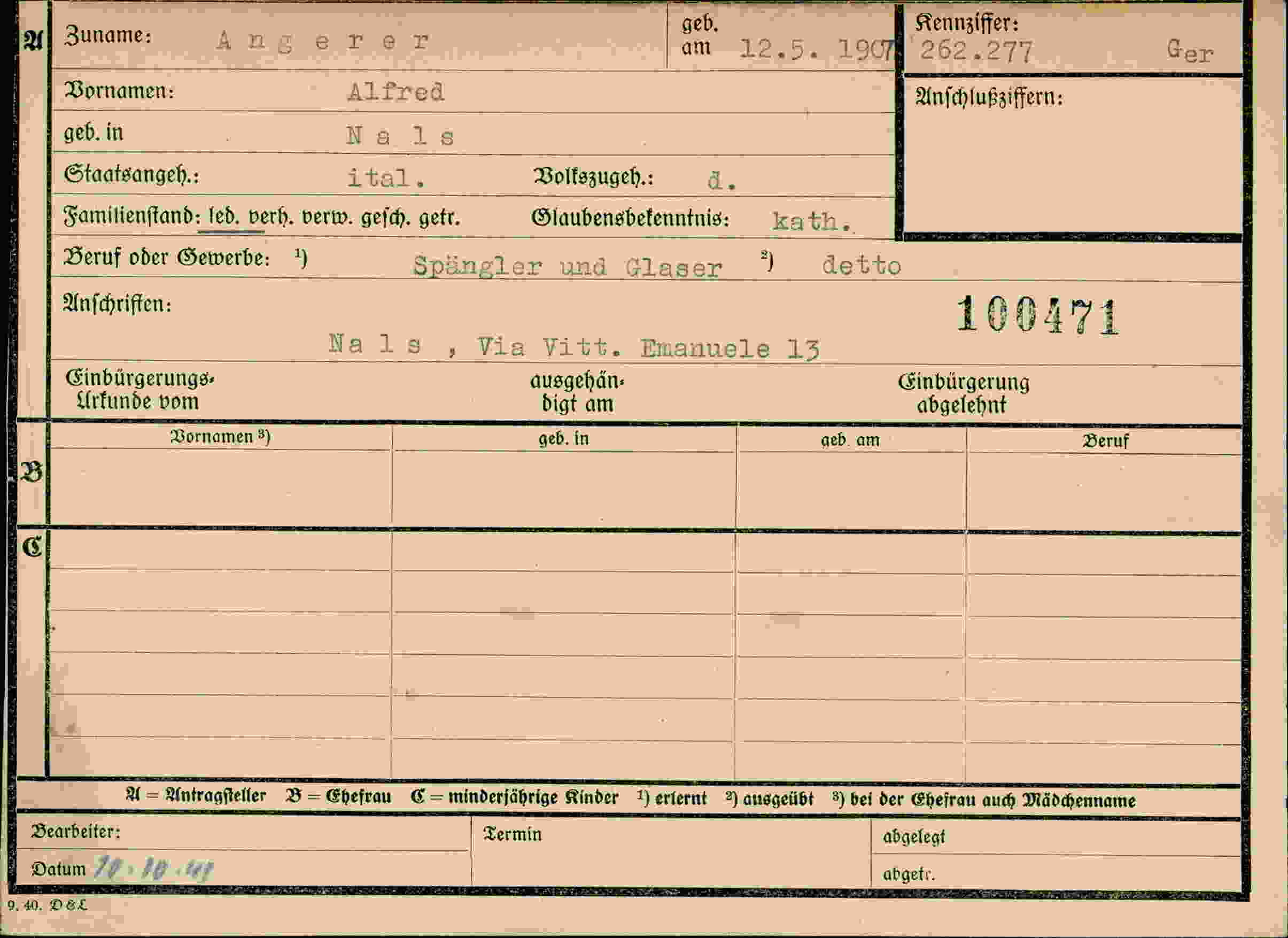 Dokument für Alfred Angerer