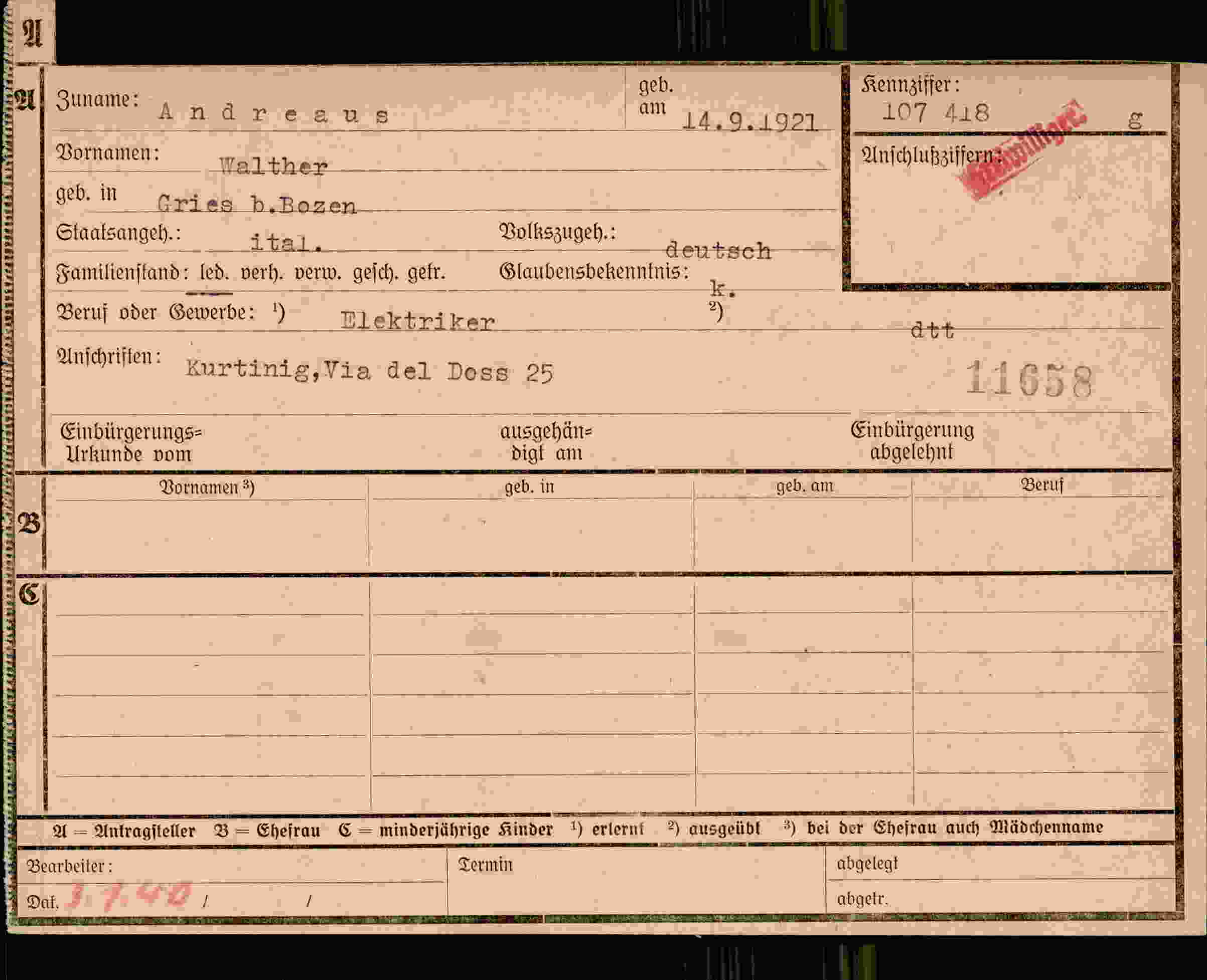 Dokument für Walther Andreaus
