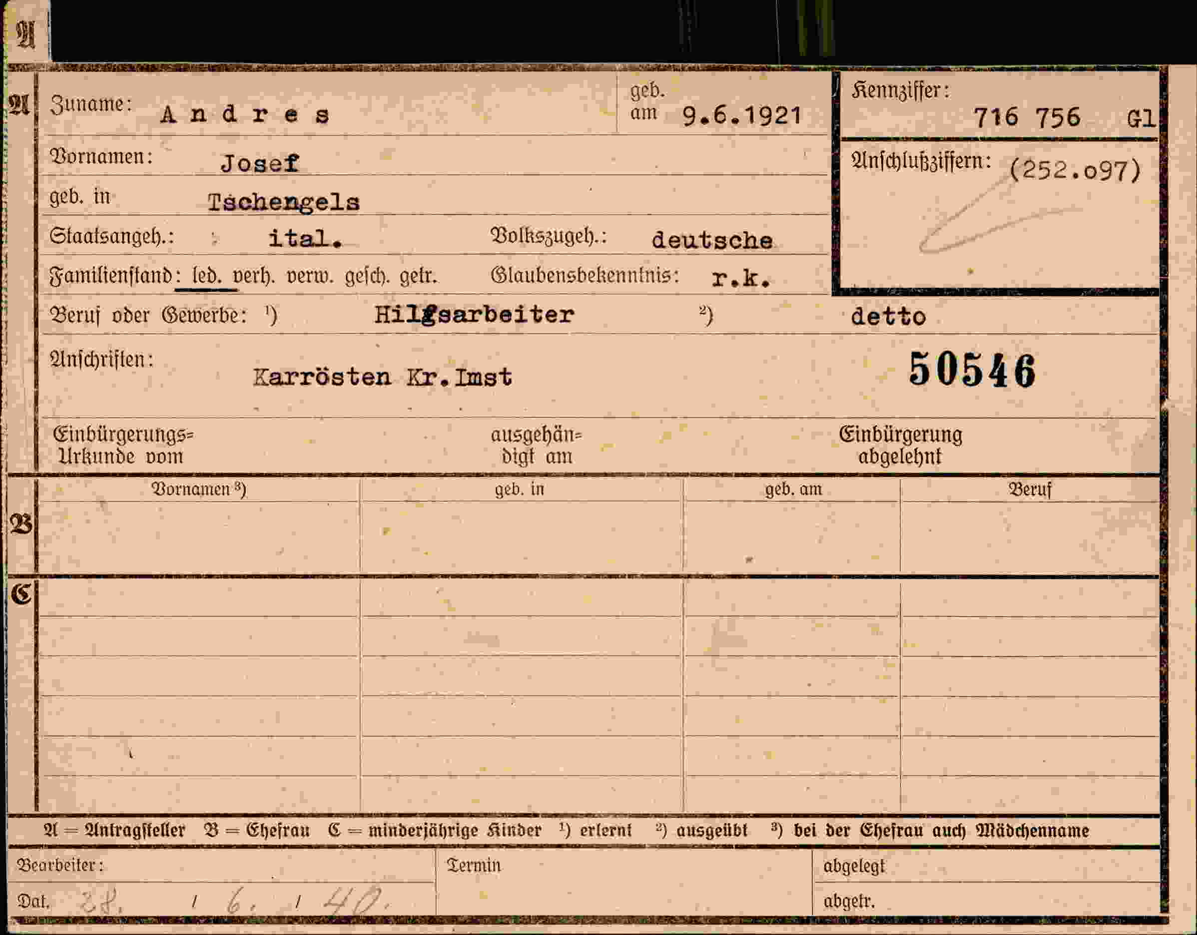 Dokument für Josef Andres