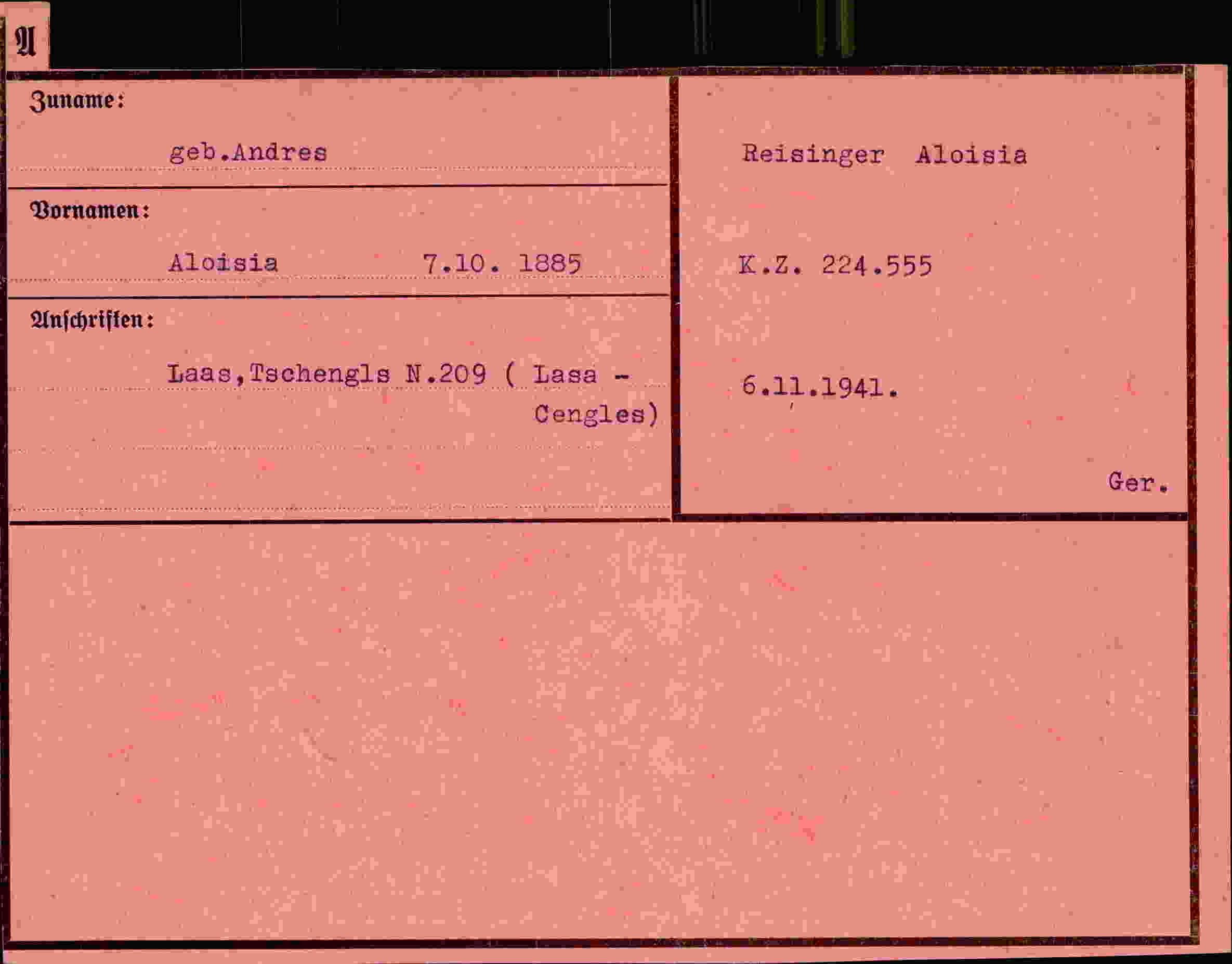 Vorderseite des Dokuments