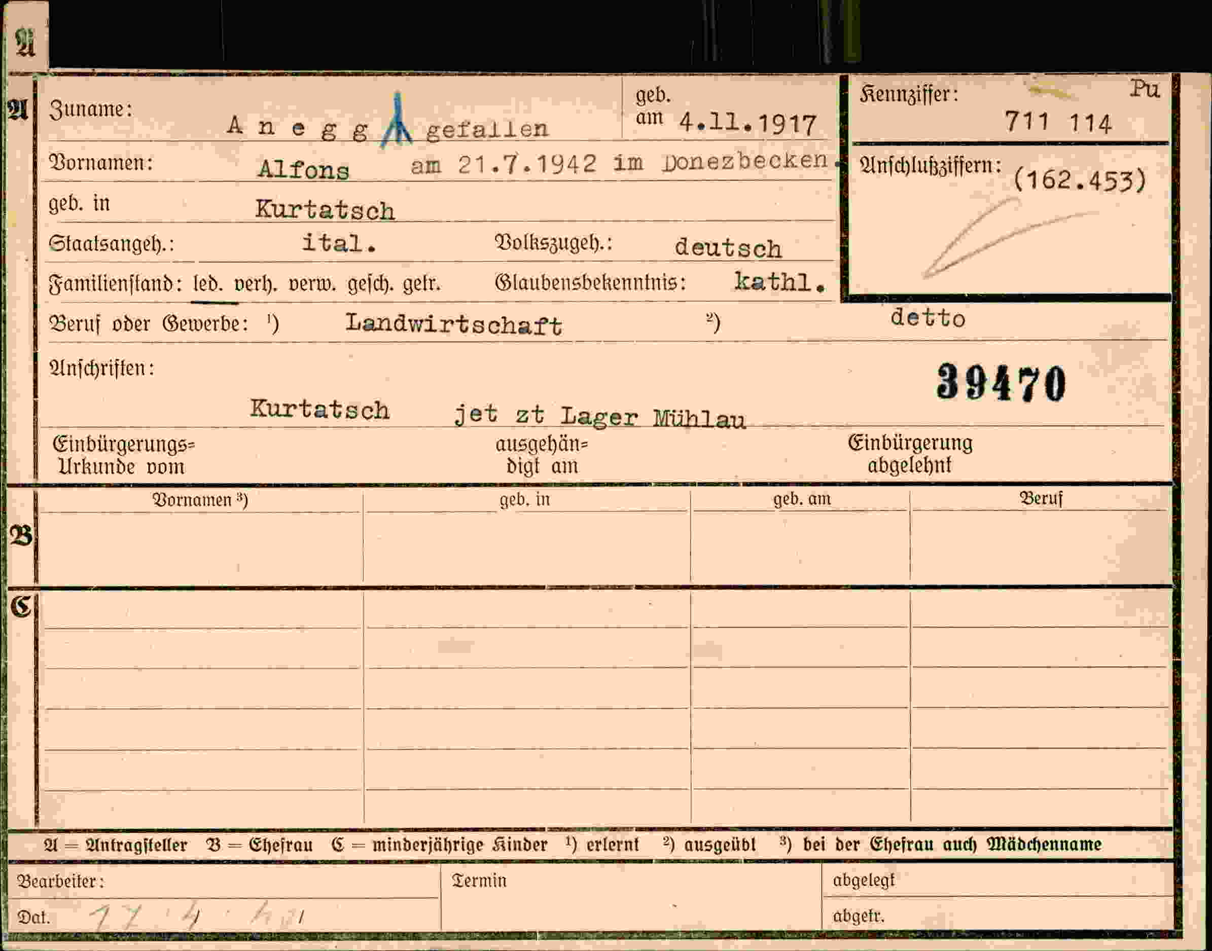 Dokument für Alfons Anegg