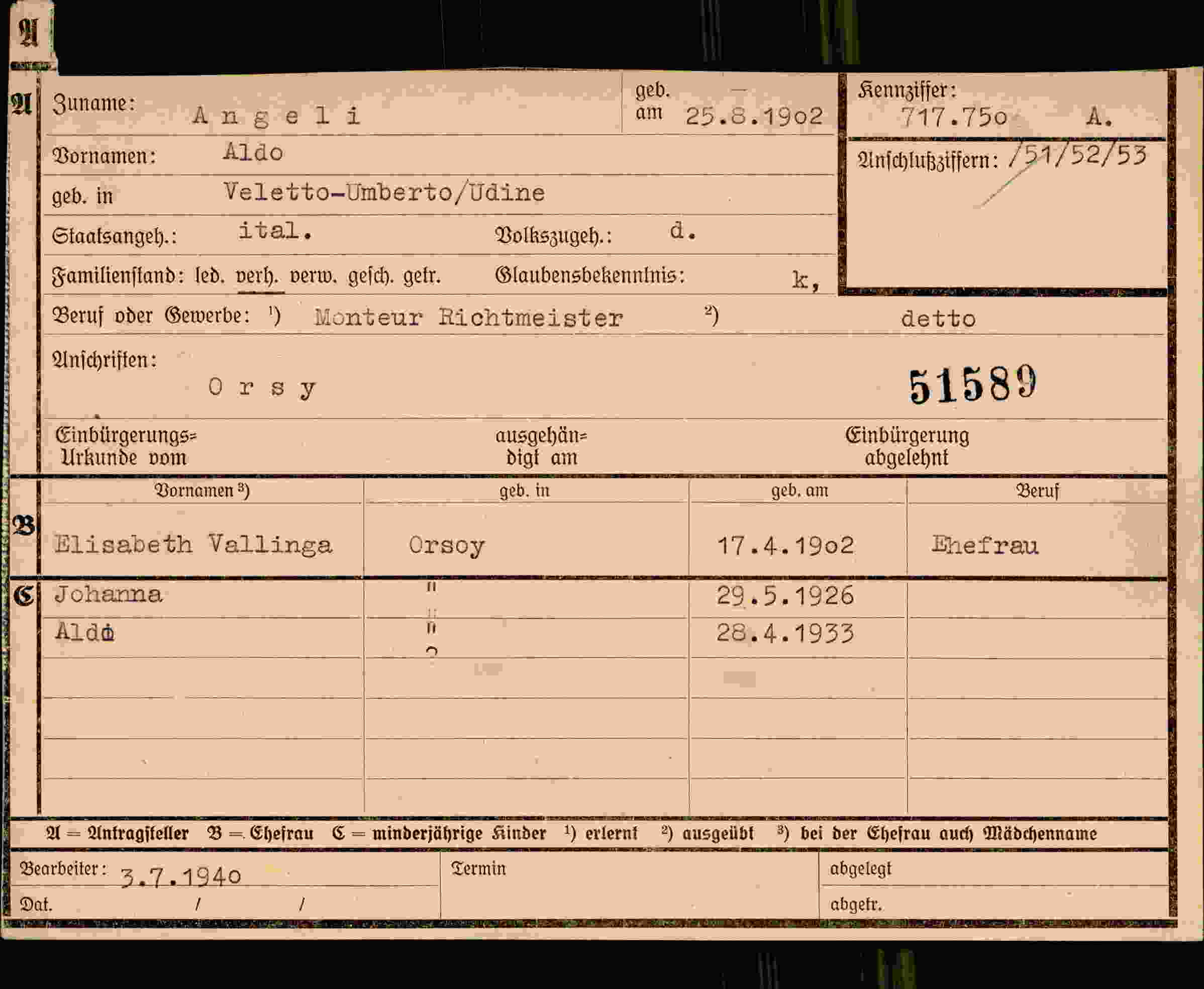 Dokument für Aldo Angeli