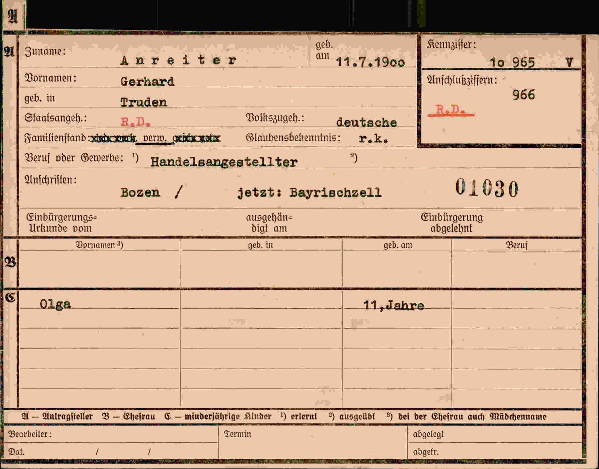 Vorderseite des Dokuments