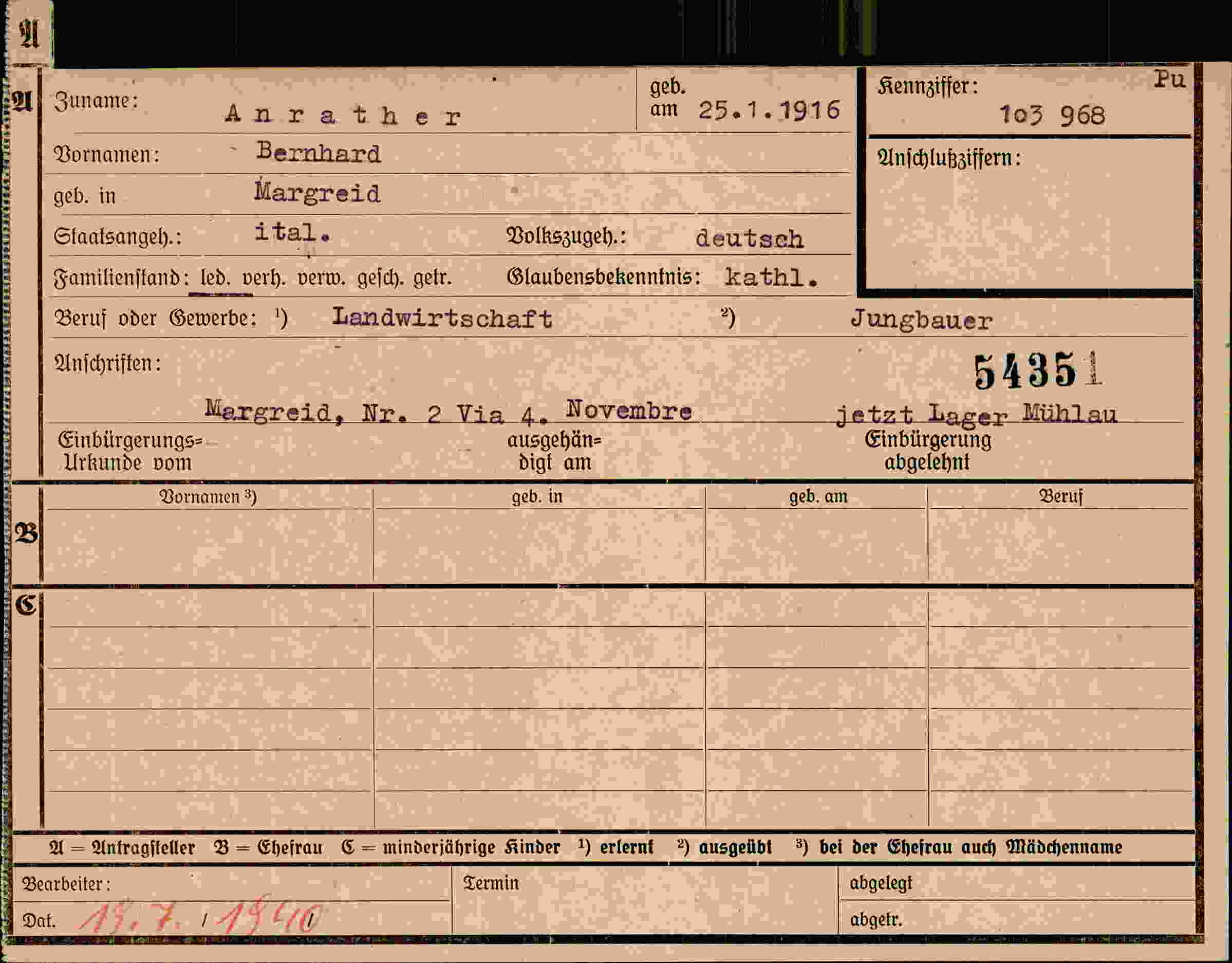 Vorderseite des Dokuments