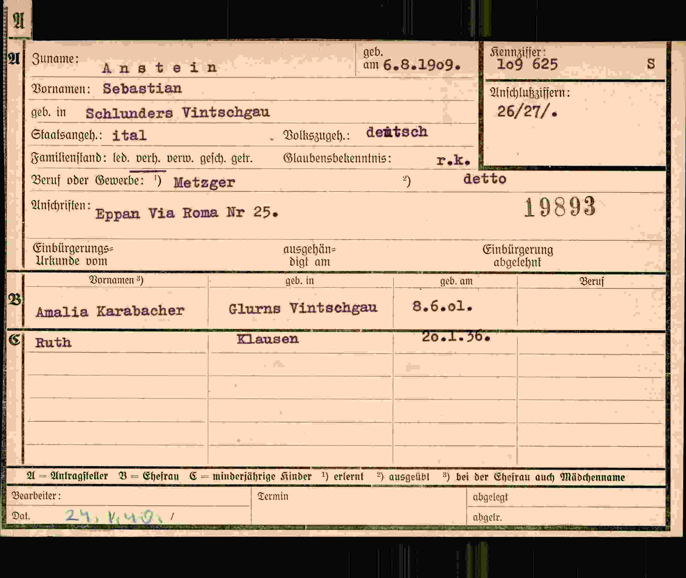 Dokument für Sebastian Anstein