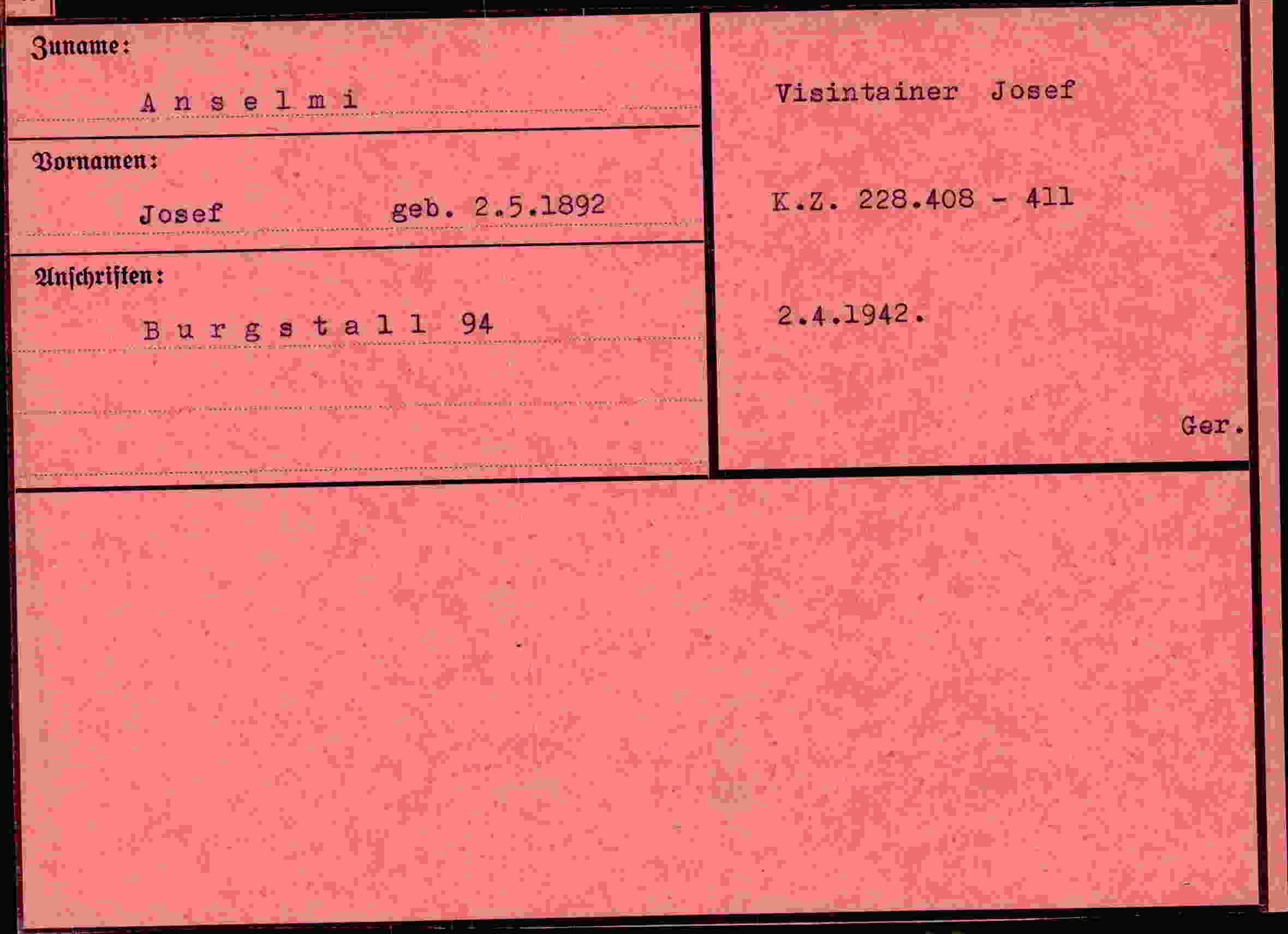 Vorderseite des Dokuments