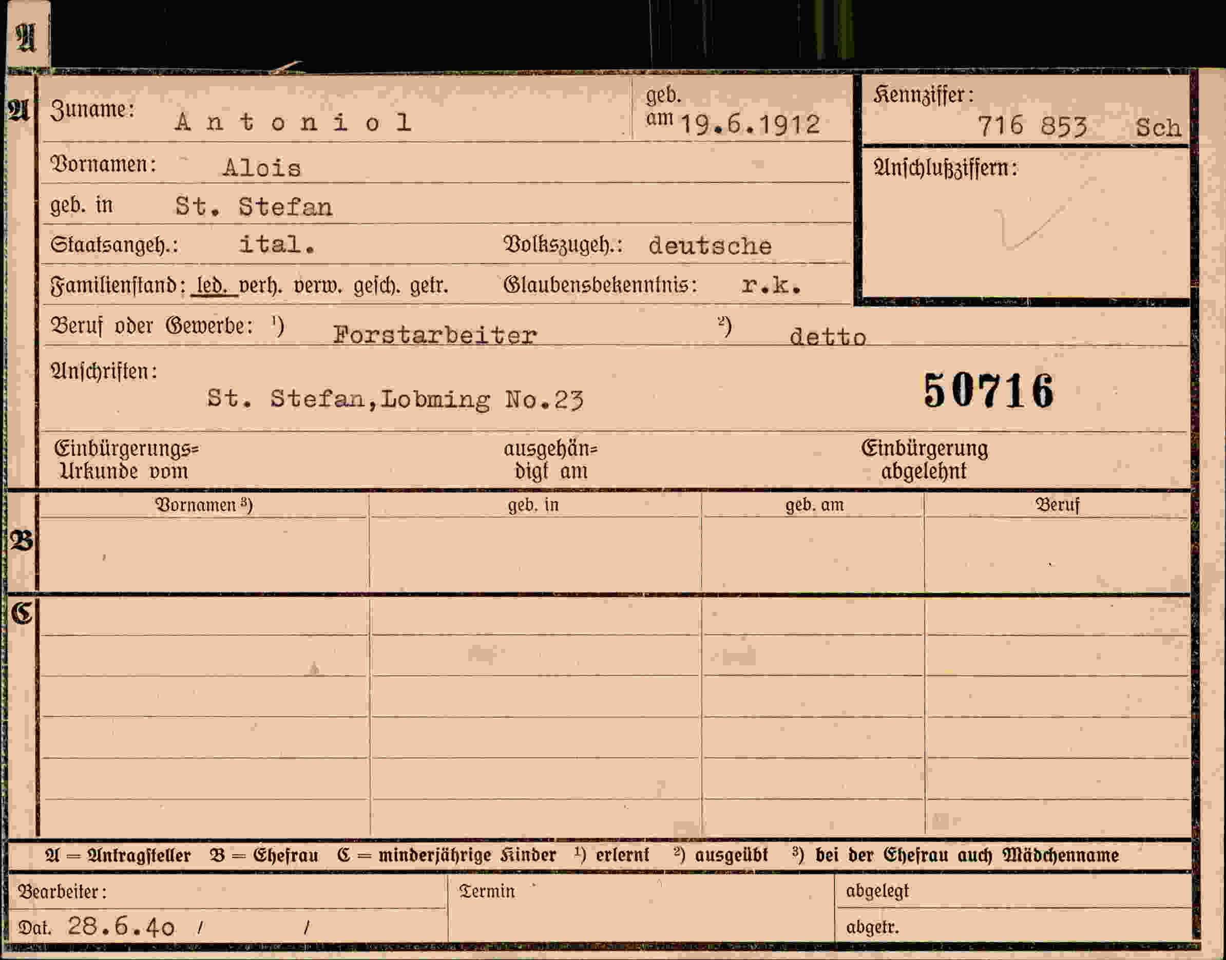 Dokument für Alois Antoniol