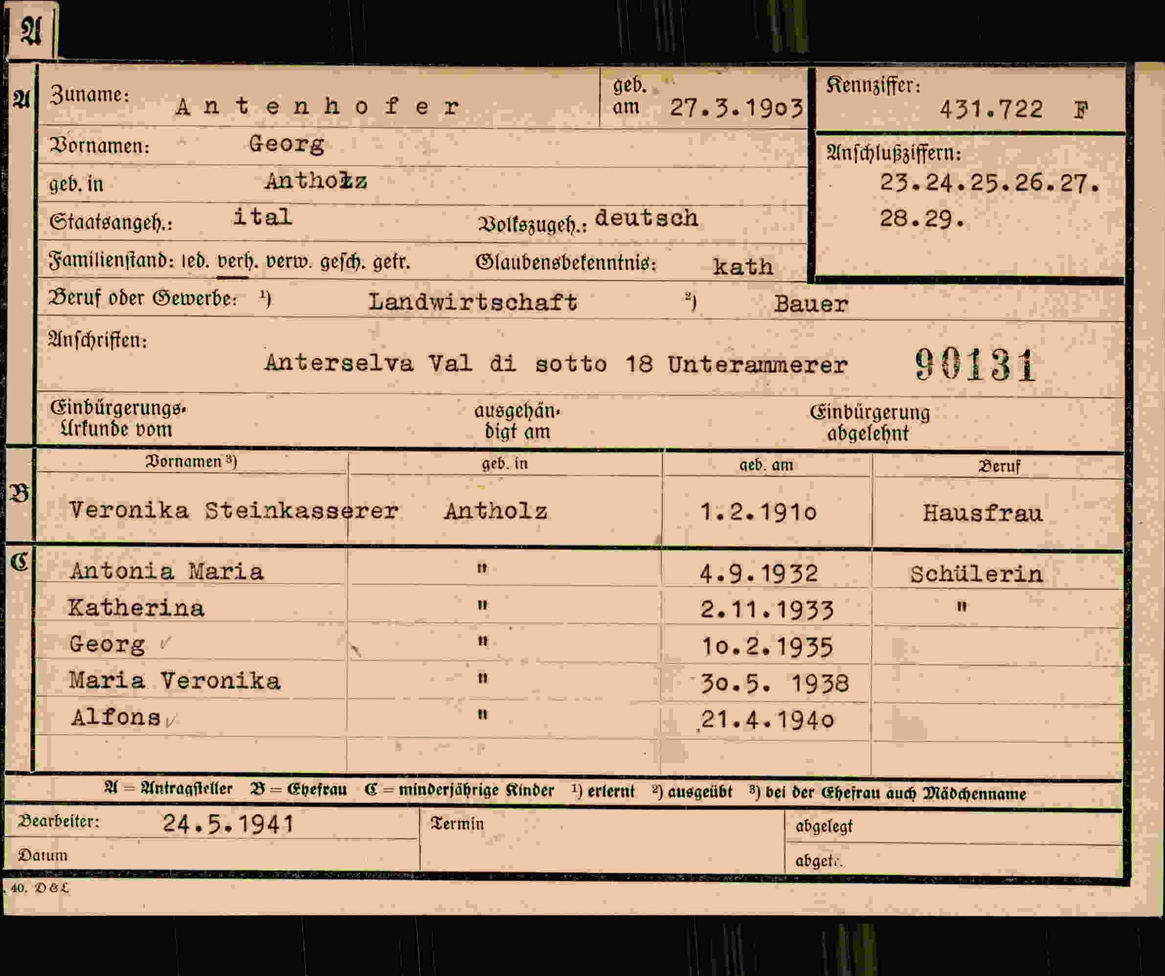 Dokument für Georg Antenhofer