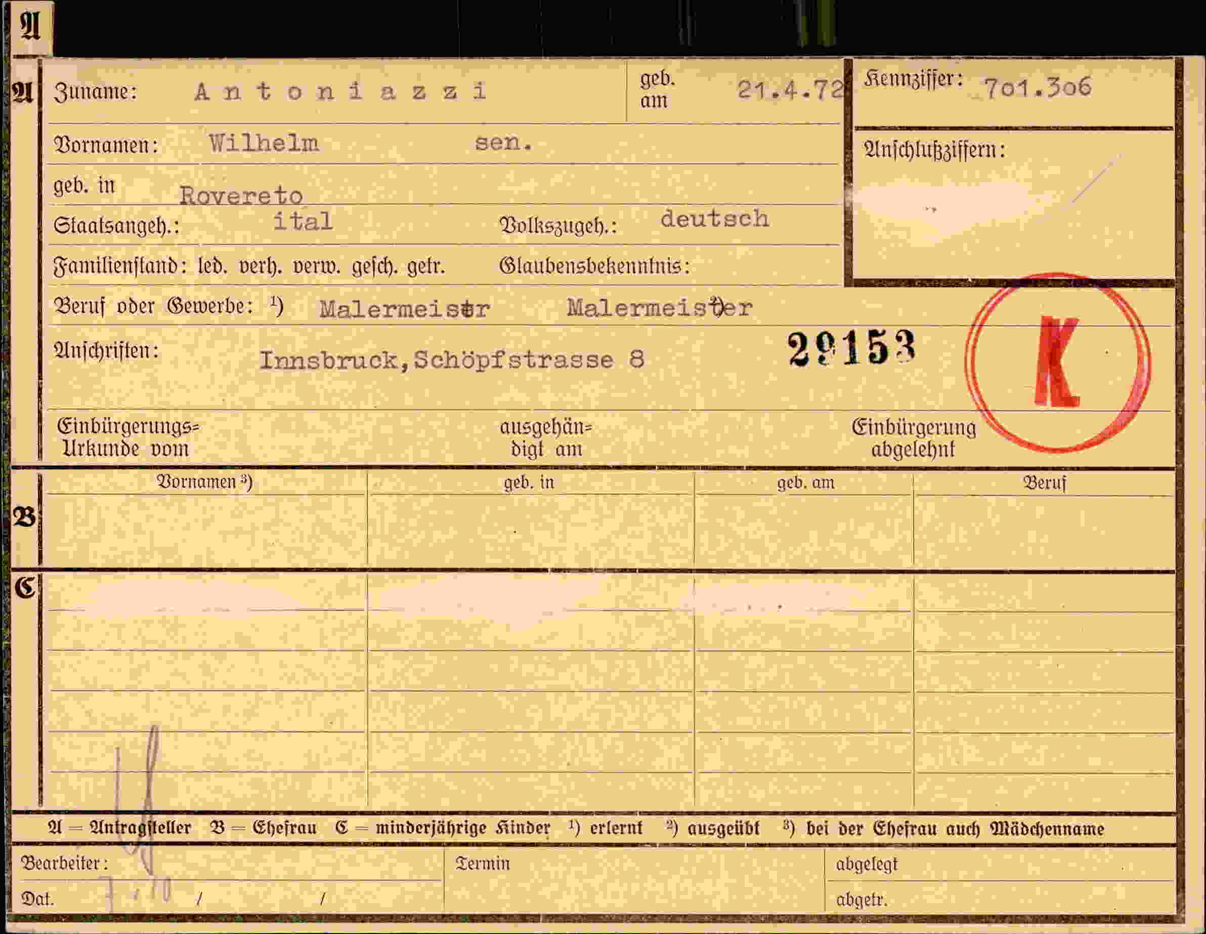 Vorderseite des Dokuments