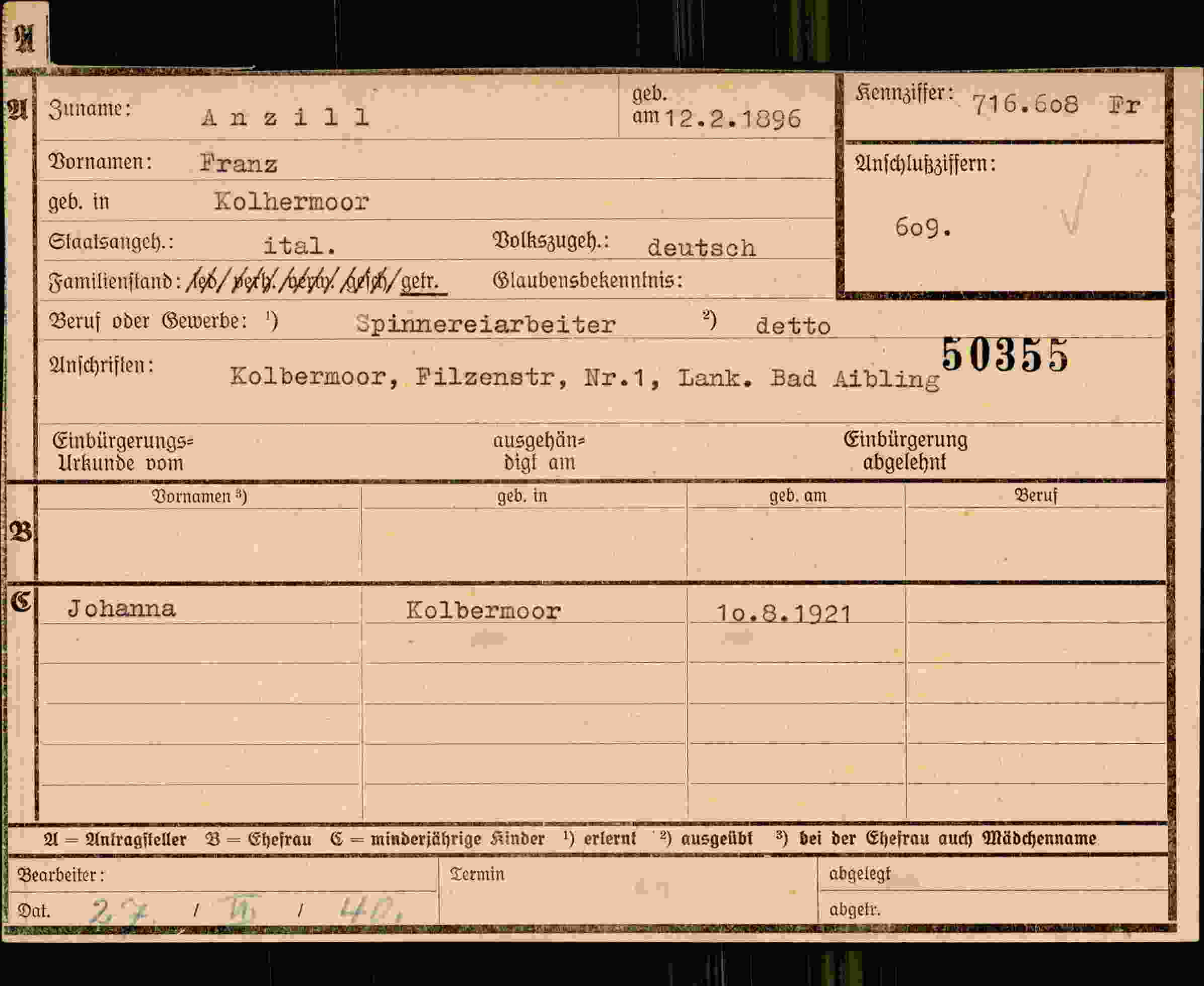 Dokument für Franz Anzill