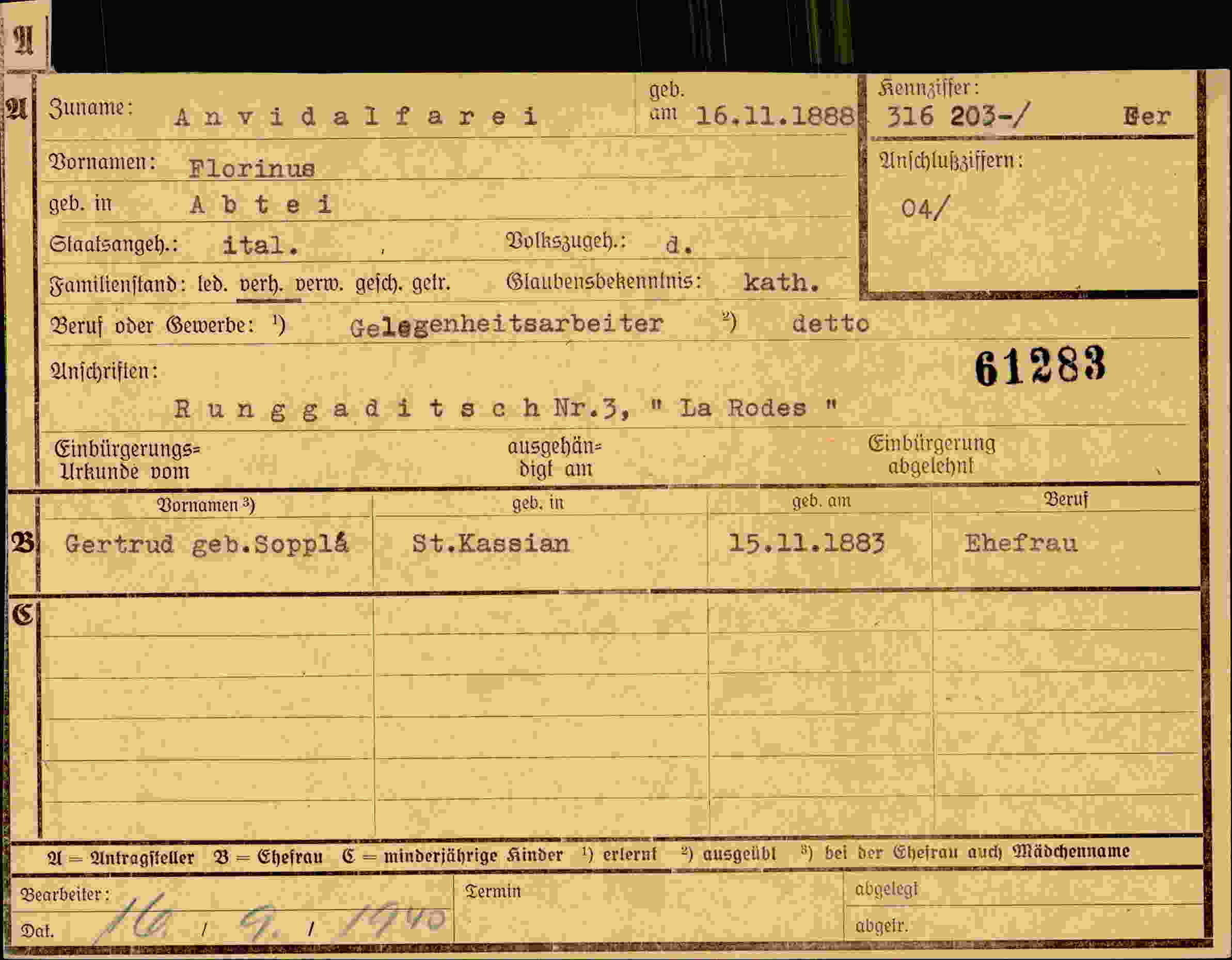 Dokument für Florinus Anvidalfarei
