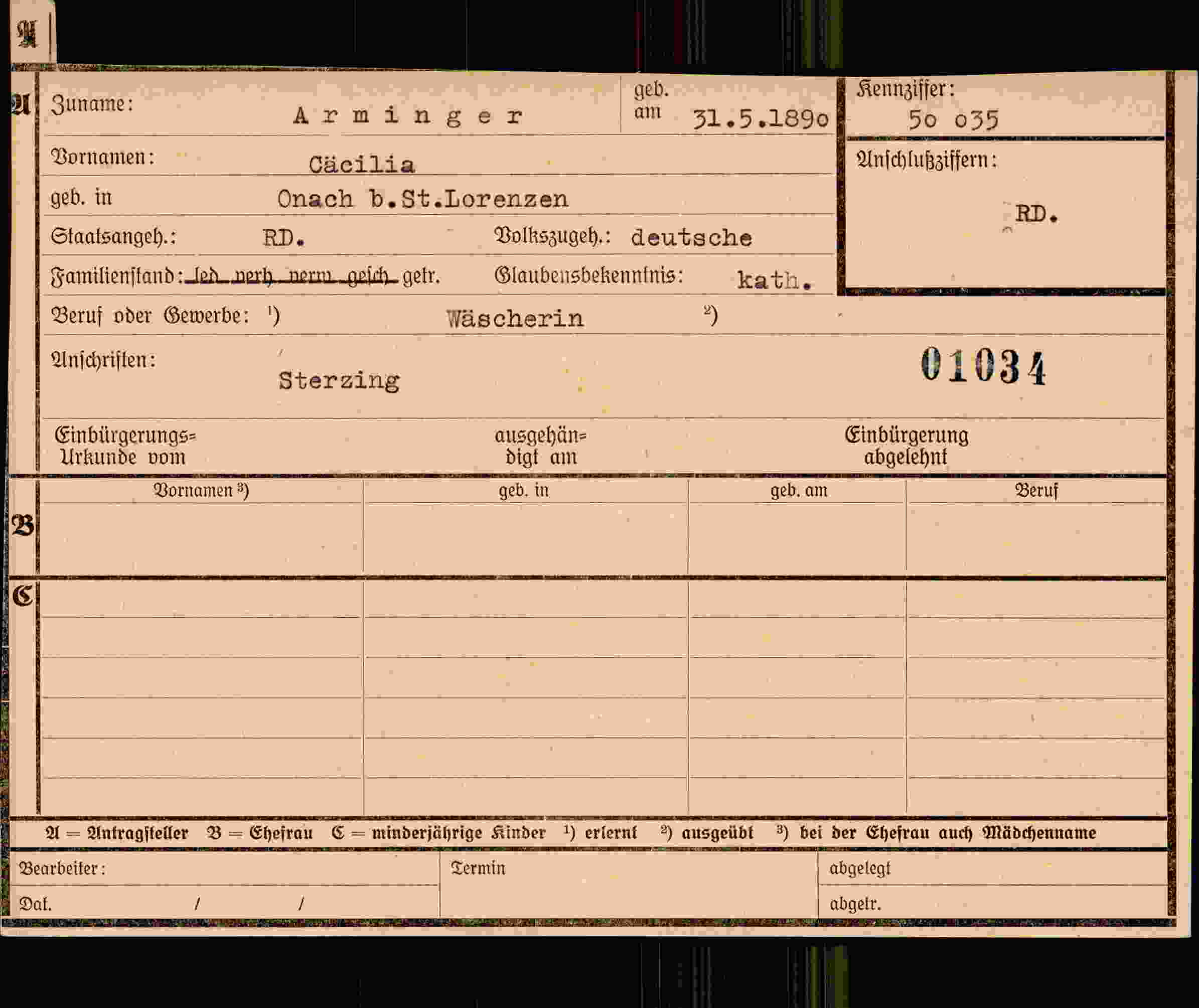 Dokument für Cäcilia Arminger